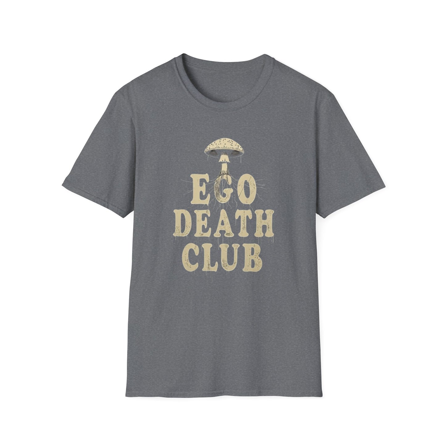 Ego Death Club Mushroom, T-Shirt, Unisex Softstyle Tee, Casual Wear, Gift for Friends, Unique Graphic Shirt - Psychonaut Swag