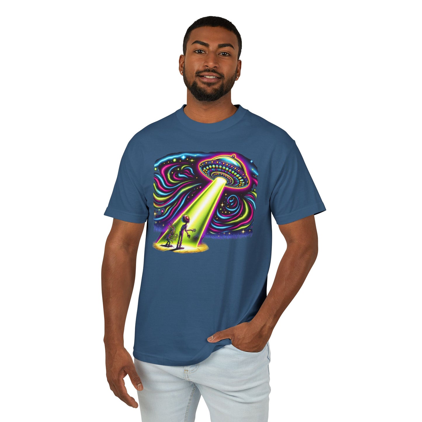 A Wild Trip, UFO sighting, Unisex Garment-Dyed Heavyweight Cotton Tee - Psychonaut Swag