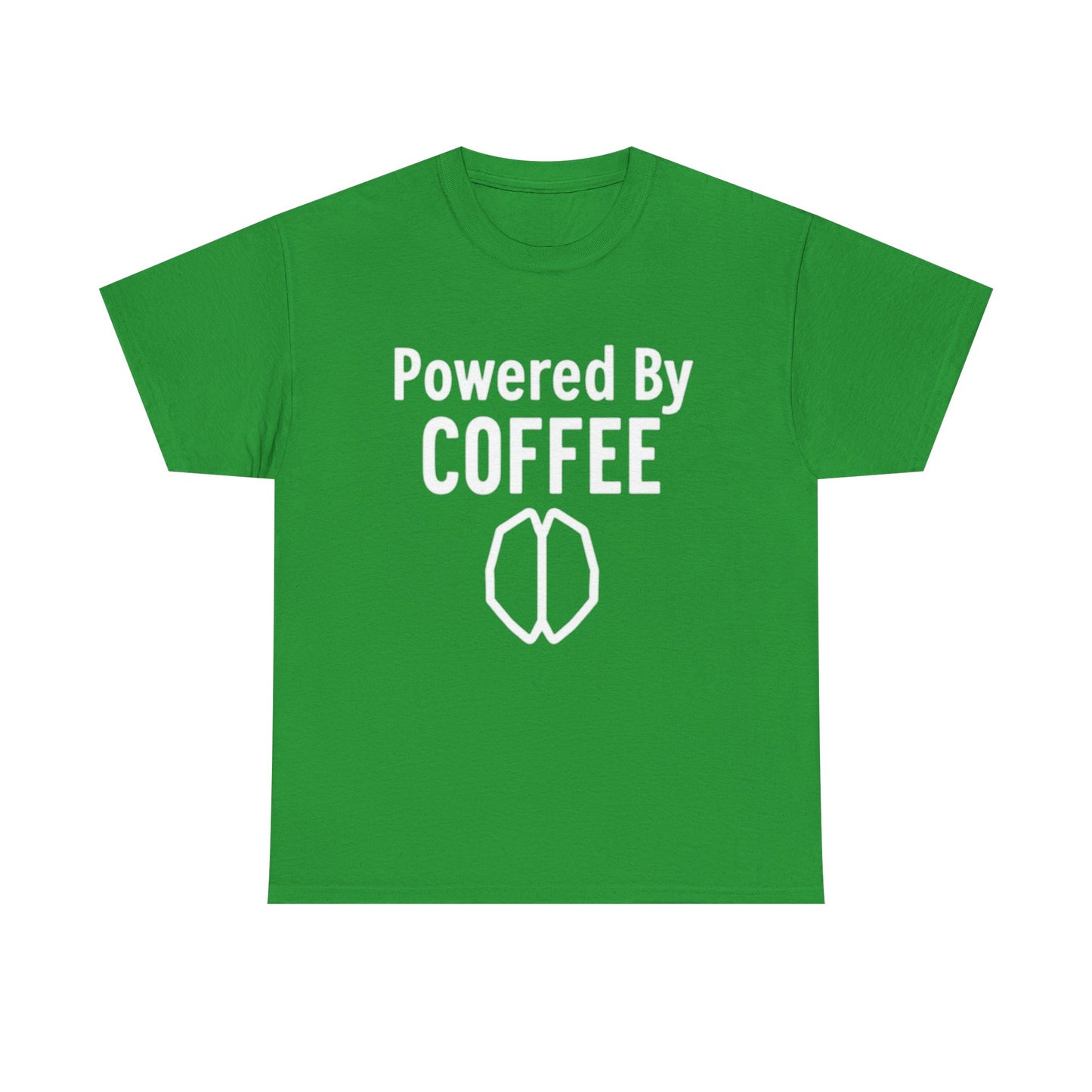 Powered By Coffee Unisex Heavy Cotton Tee, Funny Coffee Lover Shirt, Gift for Barista, Casual Wear, Perfect for Birthdays, Everyday Use - Psychonaut Swag