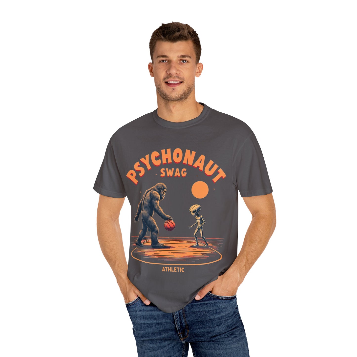 Alien vs Bigfoot, Psychonaut Swag Unisex T-Shirt, Funny Graphic Tee, Unique Gift for Gamers, Outdoor Lovers, Birthday, Casual Wear - Psychonaut Swag