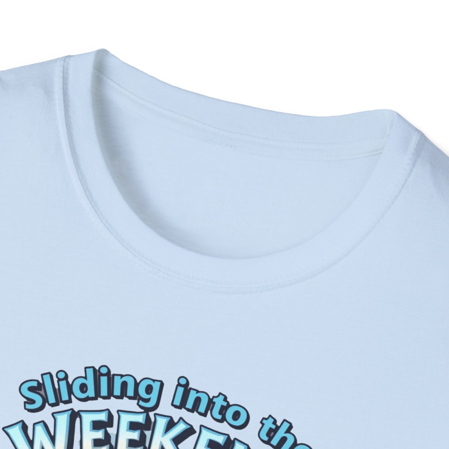 Sliding Penguin, Weekend Vibes T-Shirt, Funny Graphic Tee, Penguin Design Shirt, Casual Apparel, Unisex Softstyle T-Shirt - Psychonaut Swag