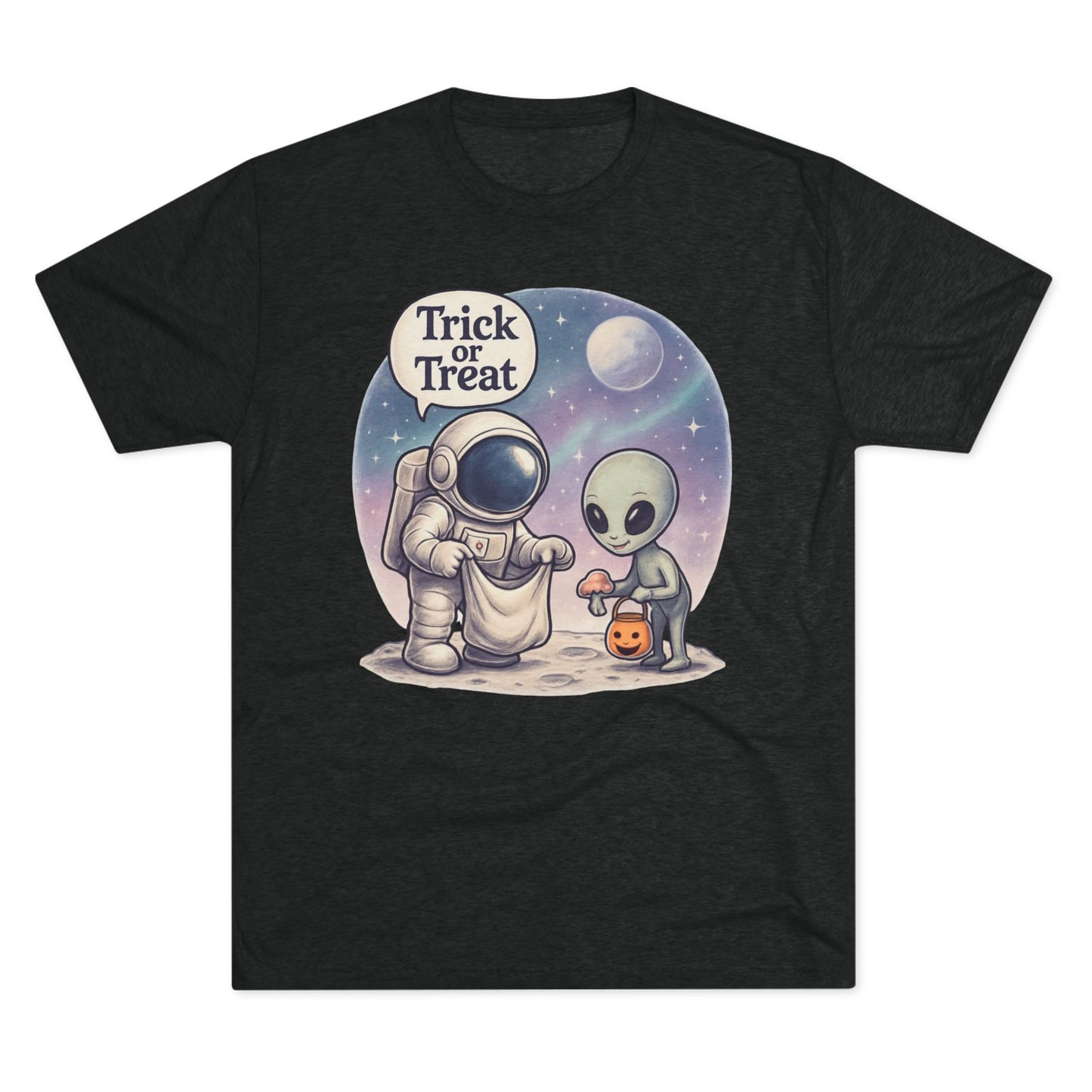 Space Trick or Treat Crew Tee, Halloween T-Shirt, Space Theme Shirt, Unisex Graphic Tee, Fun Costume Tee, Gift for Space Lovers