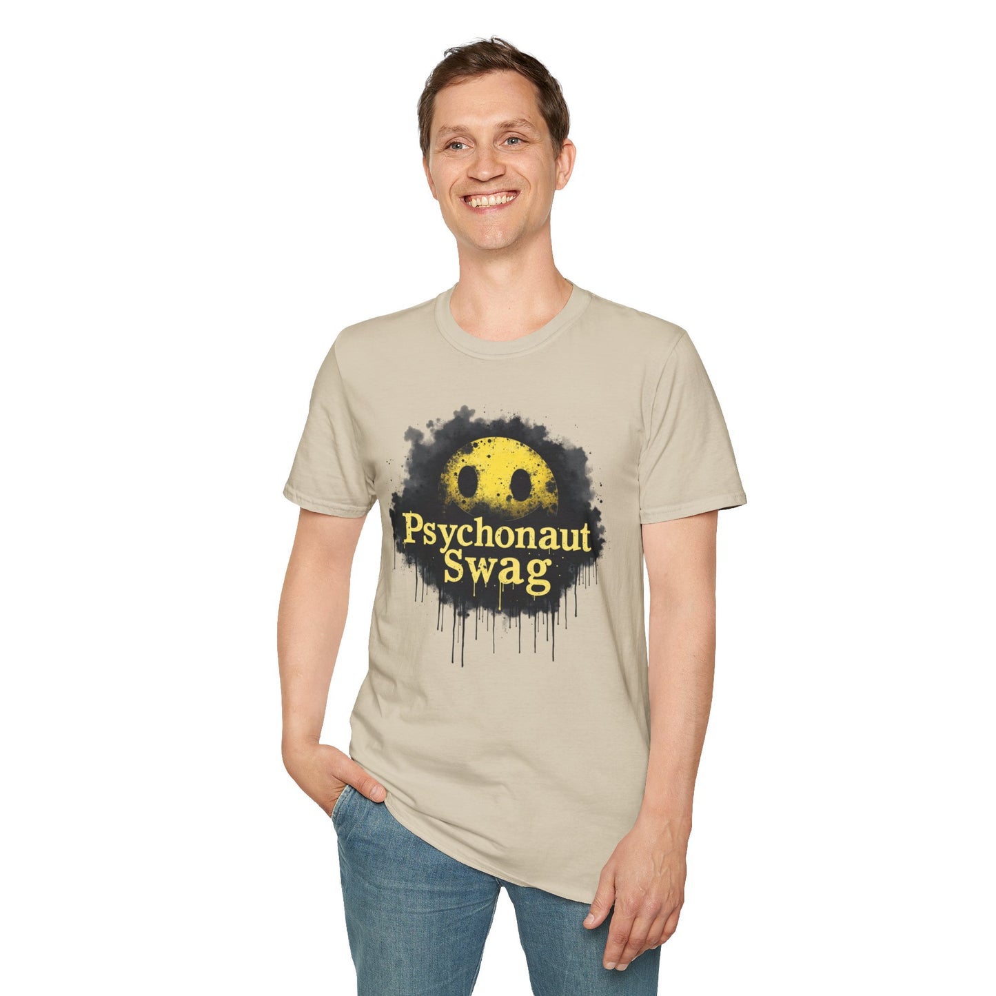 Psycho Smile, Pyschonaut Swag T-Shirt - Unisex Softstyle Tee, Casual Wear, Gift for Gamers, Festival Attire, Streetwear Fashion