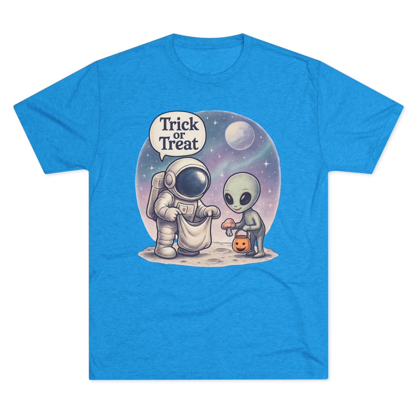 Space Trick or Treat Crew Tee, Halloween T-Shirt, Space Theme Shirt, Unisex Graphic Tee, Fun Costume Tee, Gift for Space Lovers