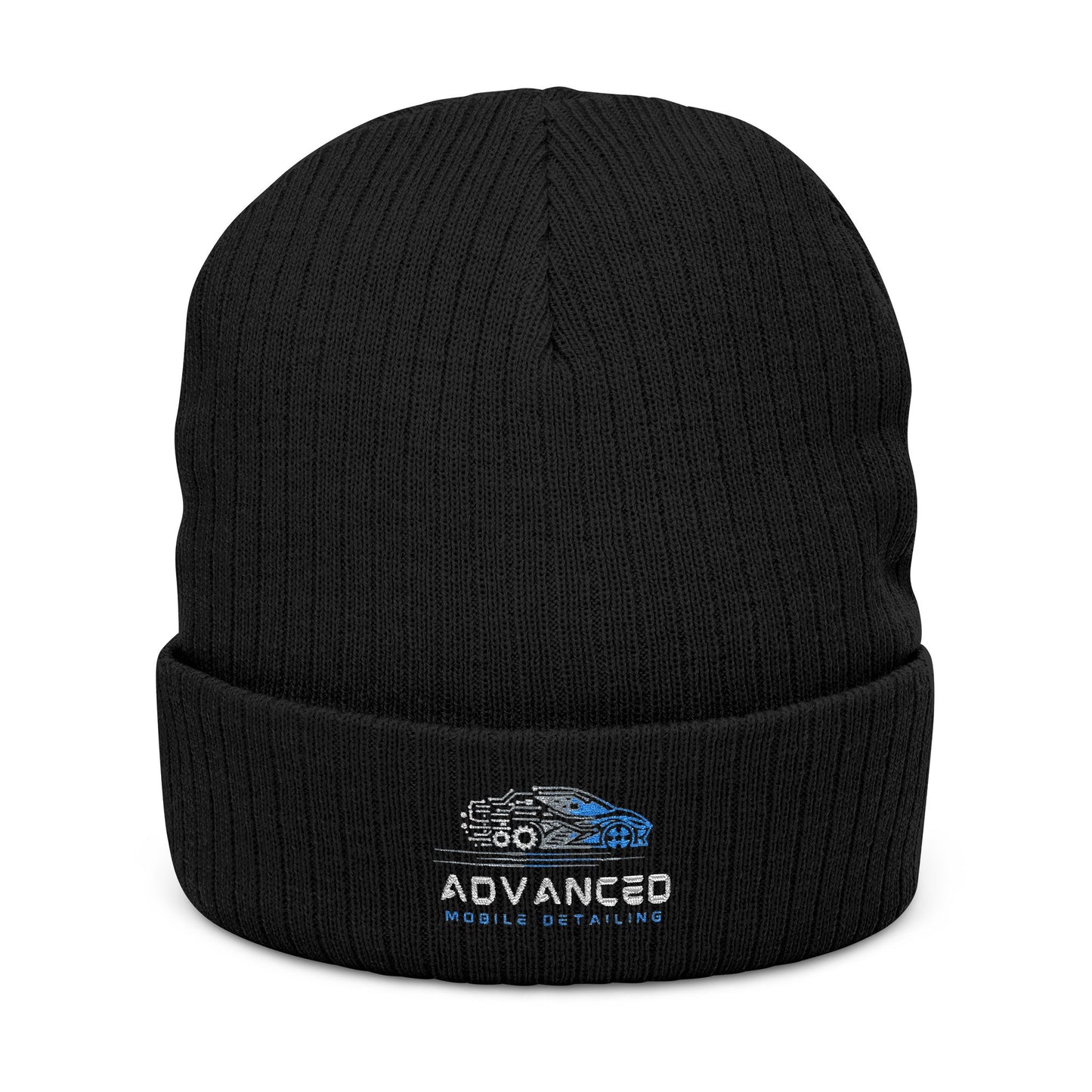 Advanced Mobile Detailing, Embroidered Ribbed Knit Beanie | Cozy Winter Hat, Gift for Him/Her, Stylish Accessories, Outdoor Essentials, Custom Beanie