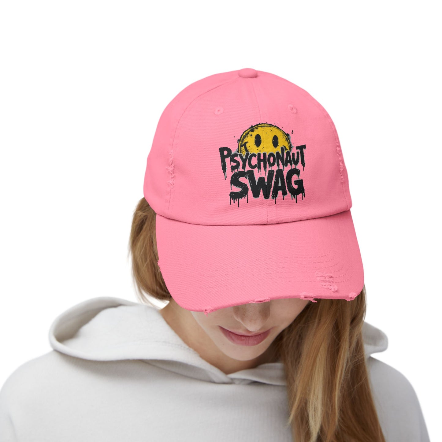 Psycho Unisex Distressed Cap, Cool Casual Hat, Streetwear Accessory, Gift for Trendsetters, Festival Gear, Summer Vibes - Psychonaut Swag