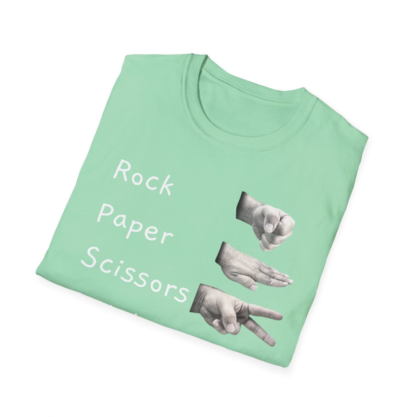 Rock, Paper, Scissors Creative Hands Symbol T-Shirt, Hand Gesture Graphic Tee, Unisex Softstyle Shirt for Friends, Casual Wear, Gift for Holidays, Statement Shirt