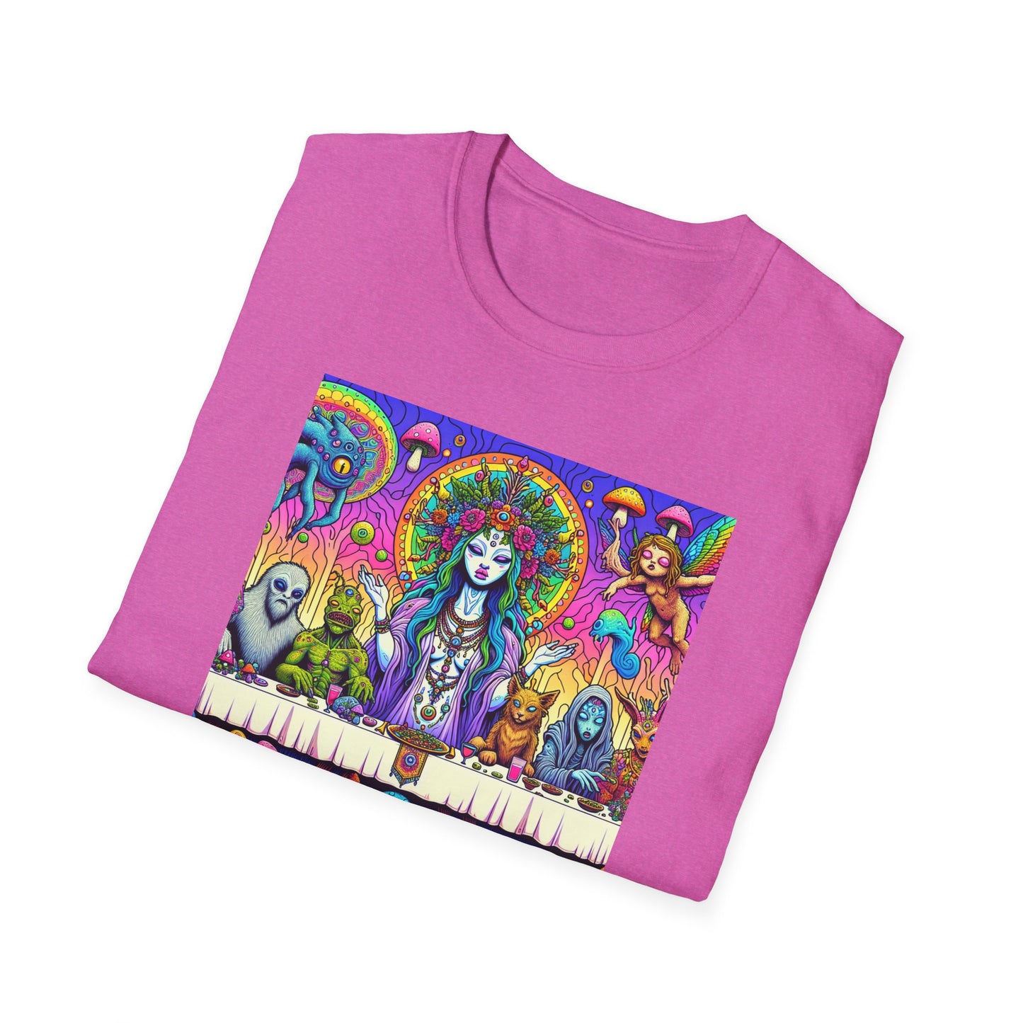 Mushroom Last Supper, Unisex Softstyle T-Shirt - Psychonaut Swag