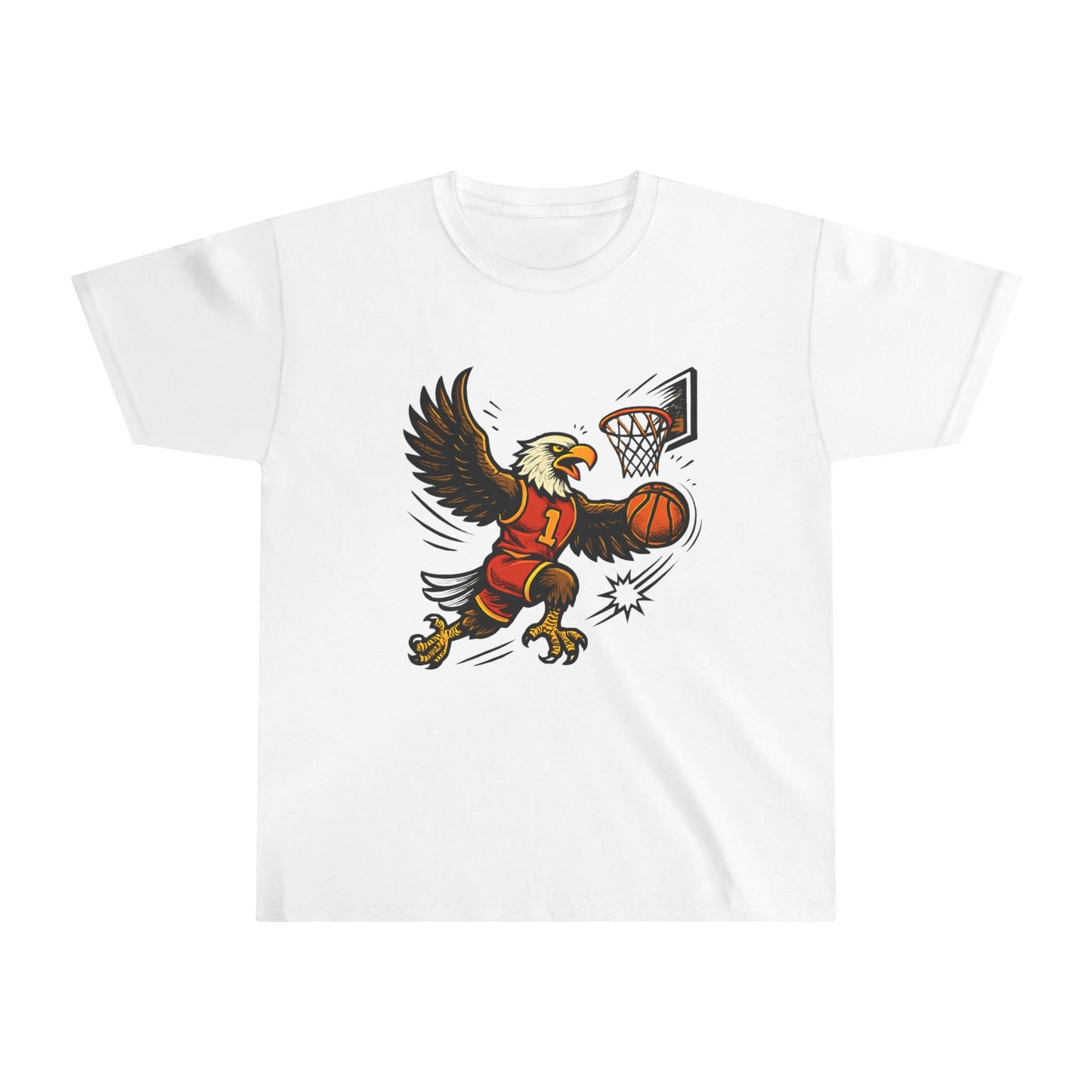 Youth Basketball Eagle Tee, Kids Sports Shirt, Cool Graphic T-Shirt, Gift for Young Athletes, Birthday Gift for Boys/Girls, Gym Apparel