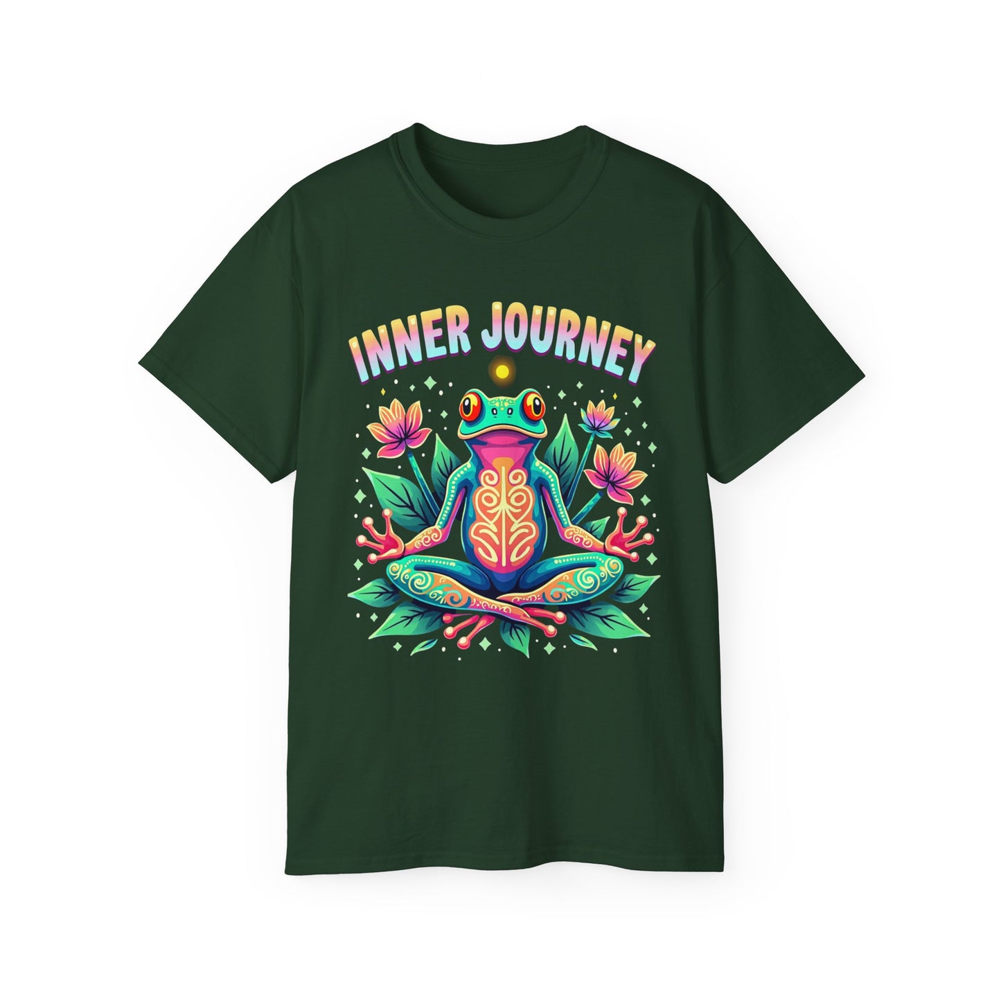 Inner Journey Unisex Ultra Cotton Tee - Vibrant Frog Design for Yoga and Meditation - Psychonaut Swag