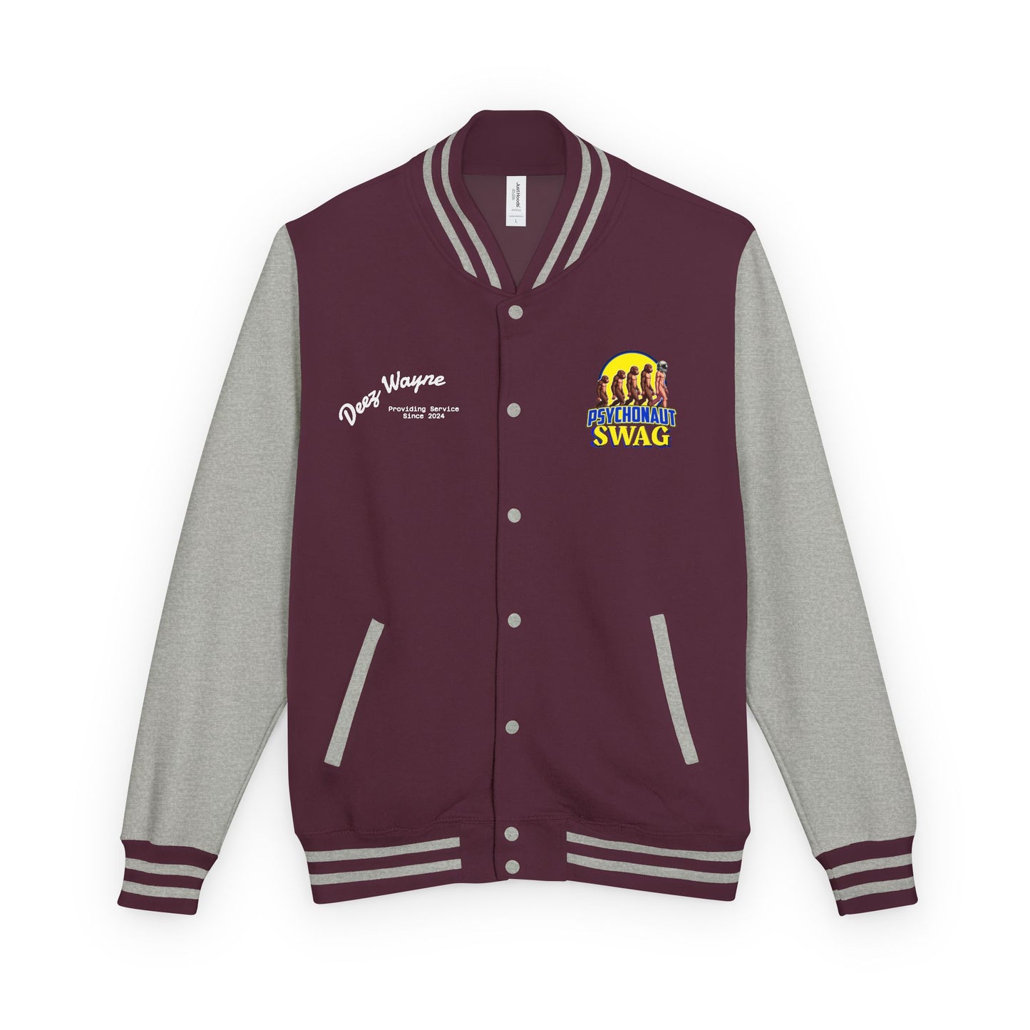 Psychonaut Swag, Small Biz, Vintage Unisex Heavyweight Letterman Jacket – Perfect for Team Spirit, Casual Outings, Gifts, College Events, Personalized Style