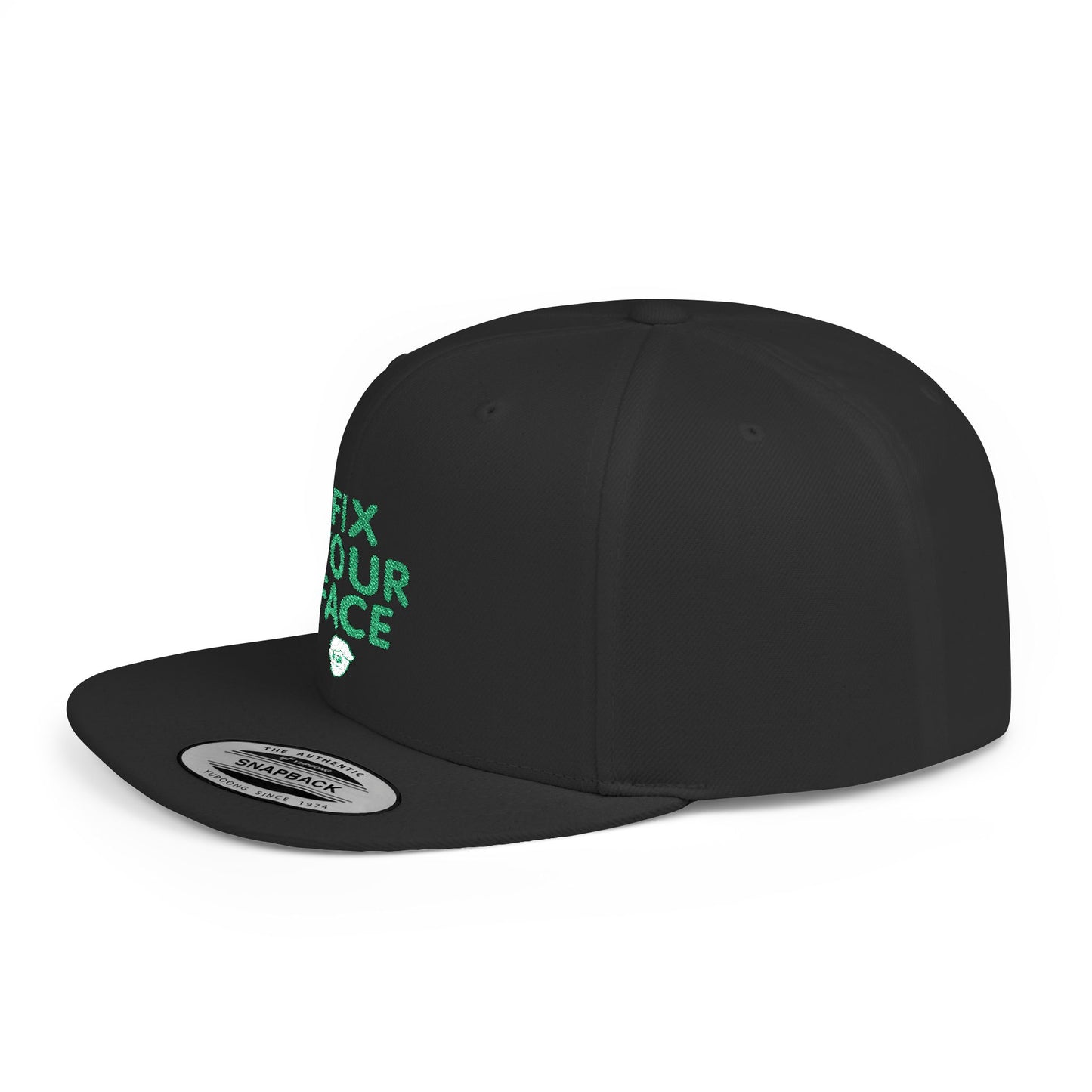 Fix Your Face-Leah, Flat Bill Snapback Cap, Trendy Snapback Hat, Funny Quote Hat, Casual Streetwear Cap, Unique Gift for Friends