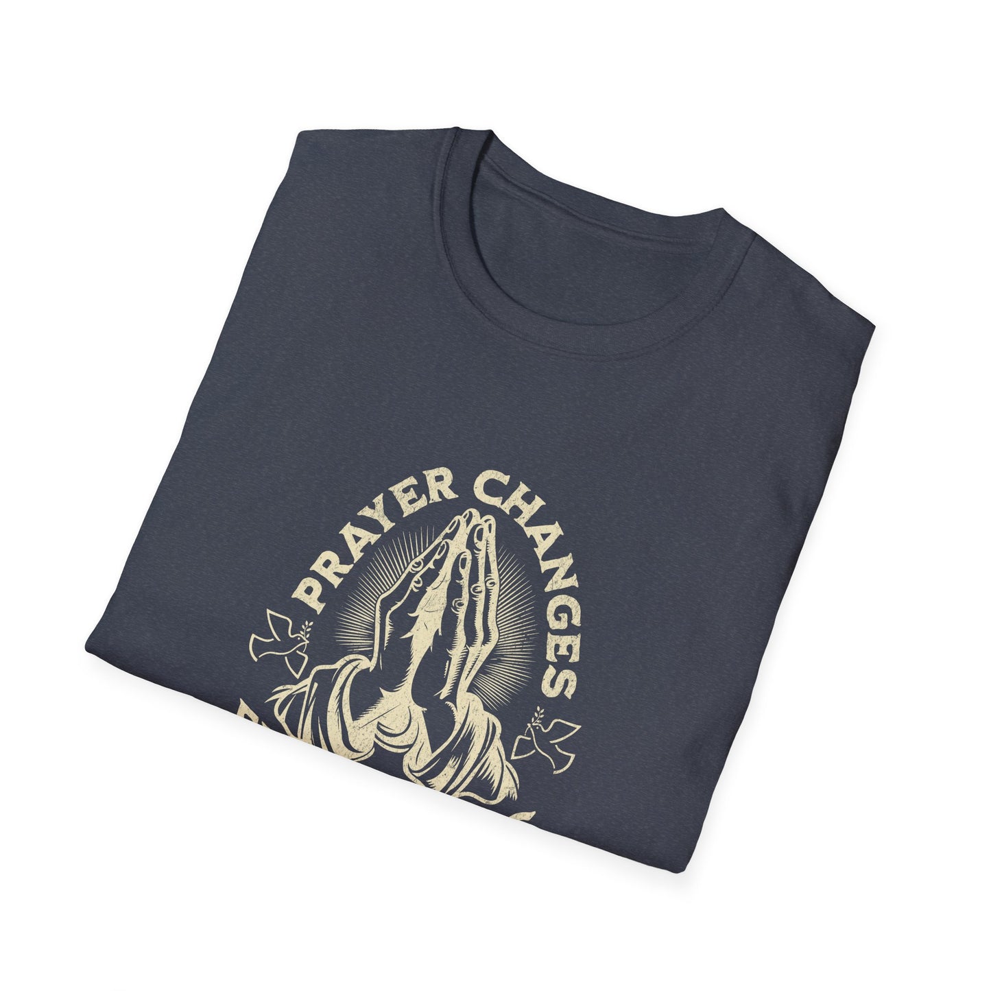 Prayer Changes Everything T-Shirt — Vintage Praying Hands Christian Tee