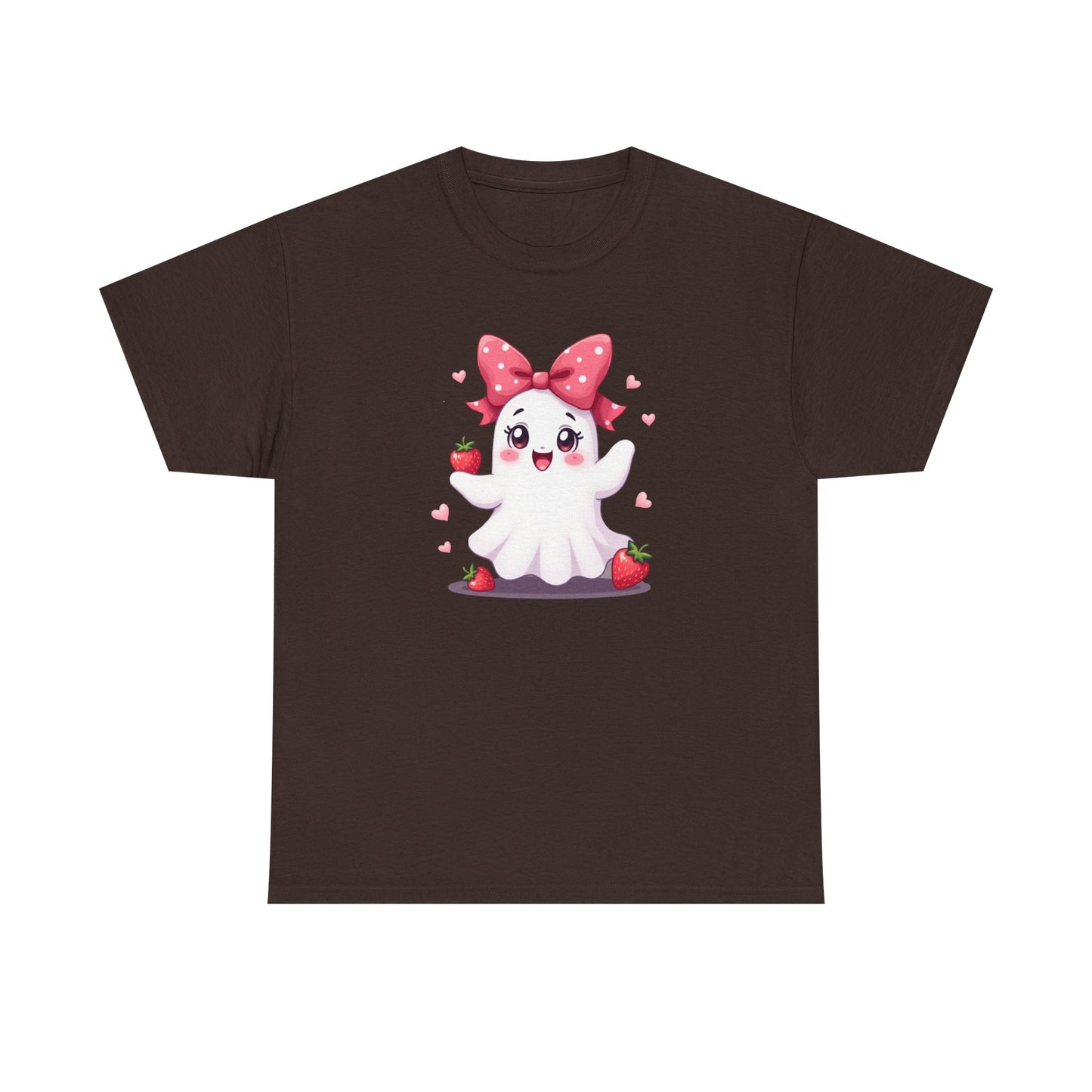 Cute Ghost Strawberry Unisex Tee, Perfect for Halloween, Gift, Casual Wear, Festival Shirt, Summer Vibes, Kawaii Apparel
