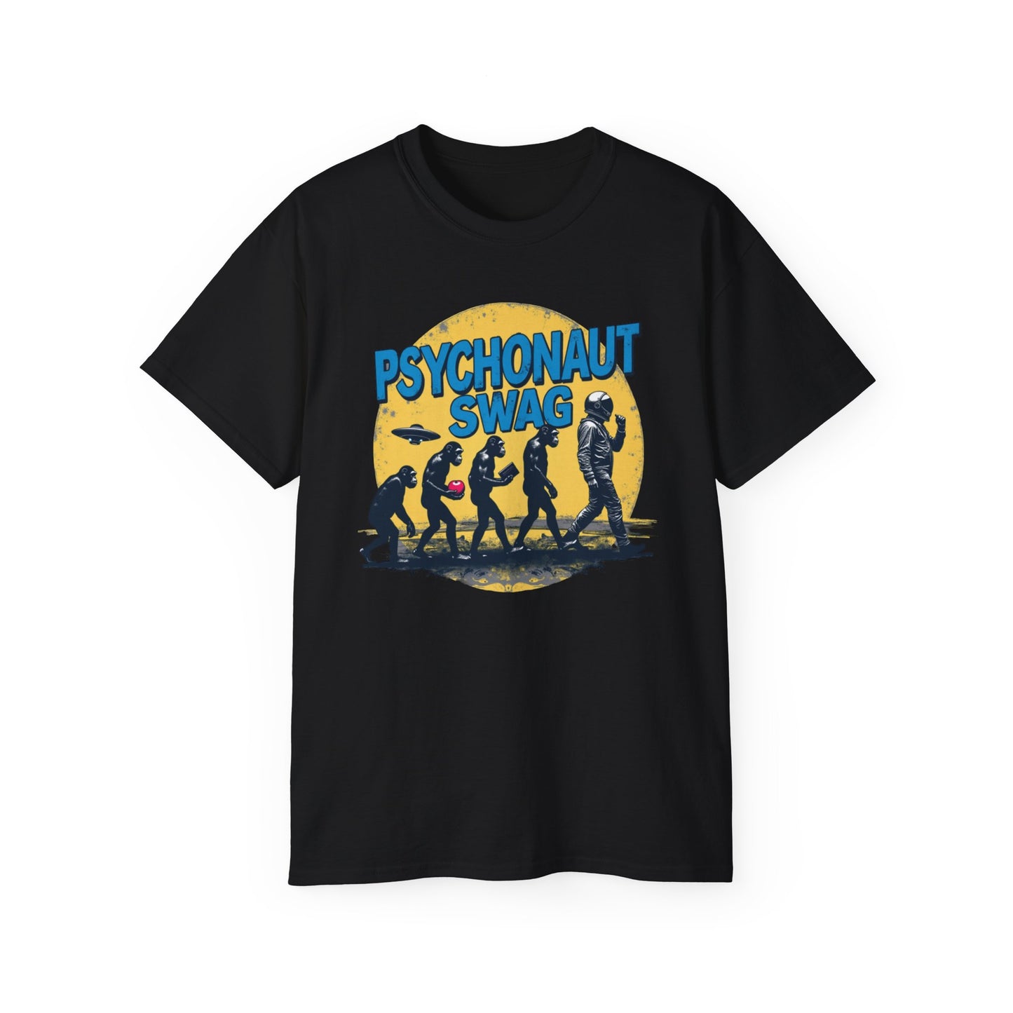 Psychonaut Evolution of Man Sunset, Unisex Tee, Retro Graphic T-Shirt, Music Festival Attire, Gift for Gamers, Casual Streetwear - Psychonaut Swag