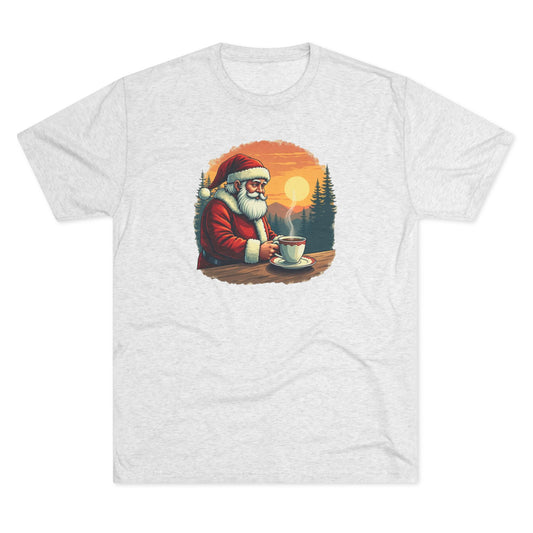 Santa Coffee Tee — Vintage Holiday Santa Drinking Coffee T-Shirt