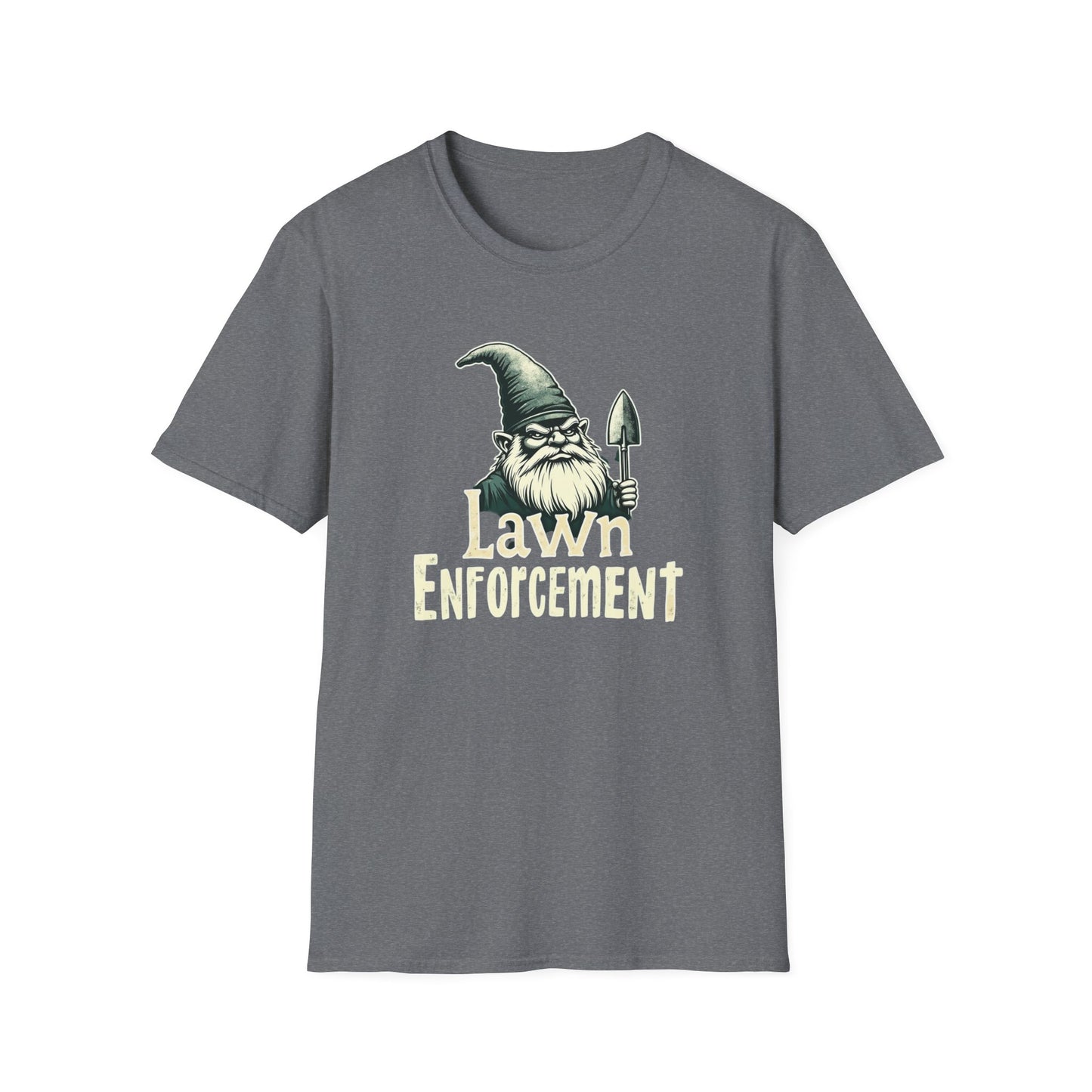 Whimsical Gnome Lawn Enforcement Unisex T-Shirt, Funny Gift for Men, Unique Humor Tee, Cozy Casual Wear, Perfect for Birthdays & Celebrations - Psychonaut Swag