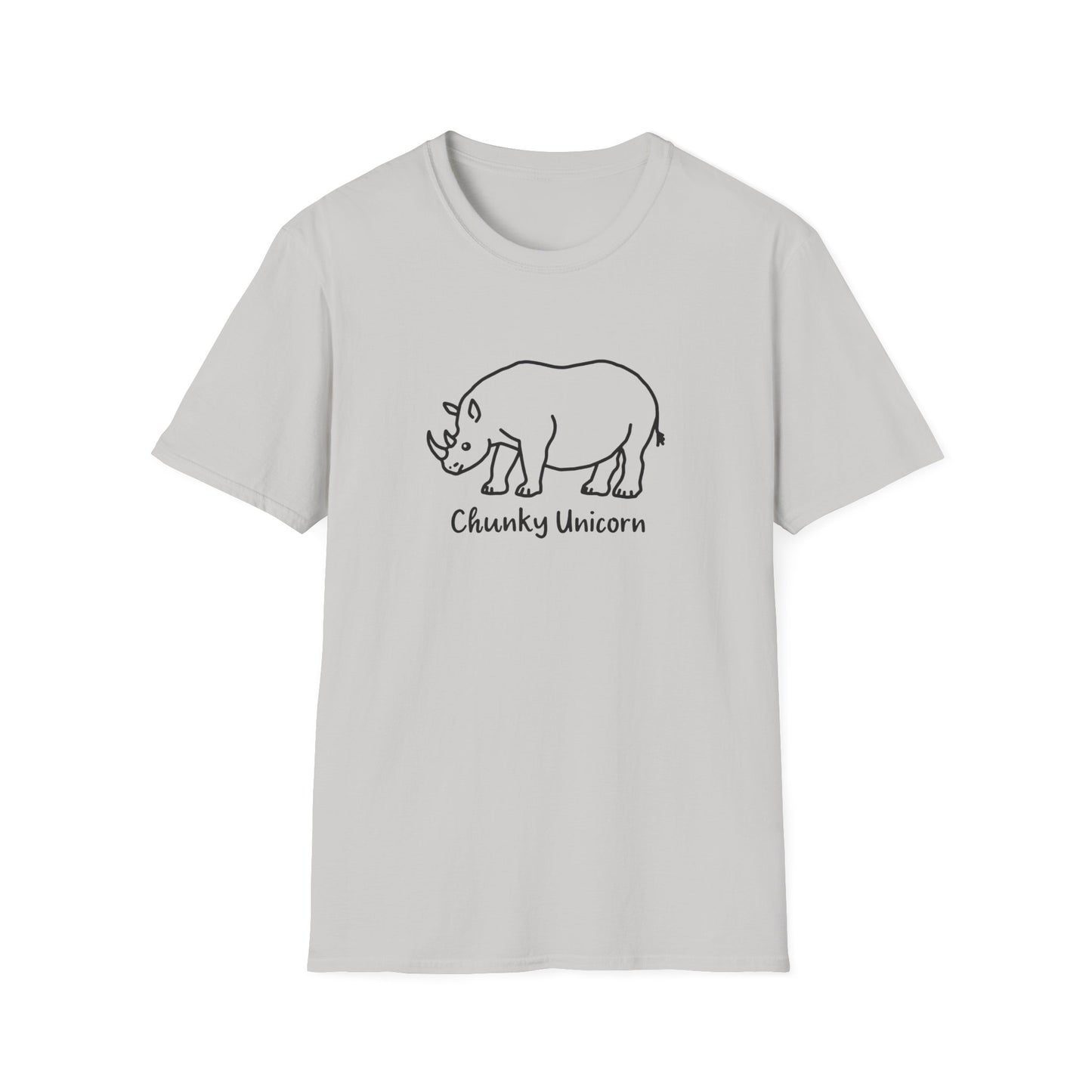 Chunky Unicorn, Rhino, Unisex Softstyle T-Shirt, Funny Tee, Gift for Animal Lovers, Casual Wear, Birthday Present, Unique Graphic Shirt