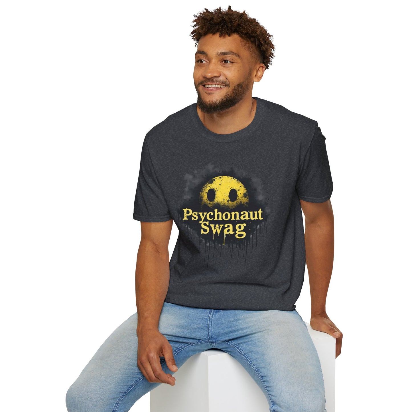 Psycho Smile, Pyschonaut Swag T-Shirt - Unisex Softstyle Tee, Casual Wear, Gift for Gamers, Festival Attire, Streetwear Fashion
