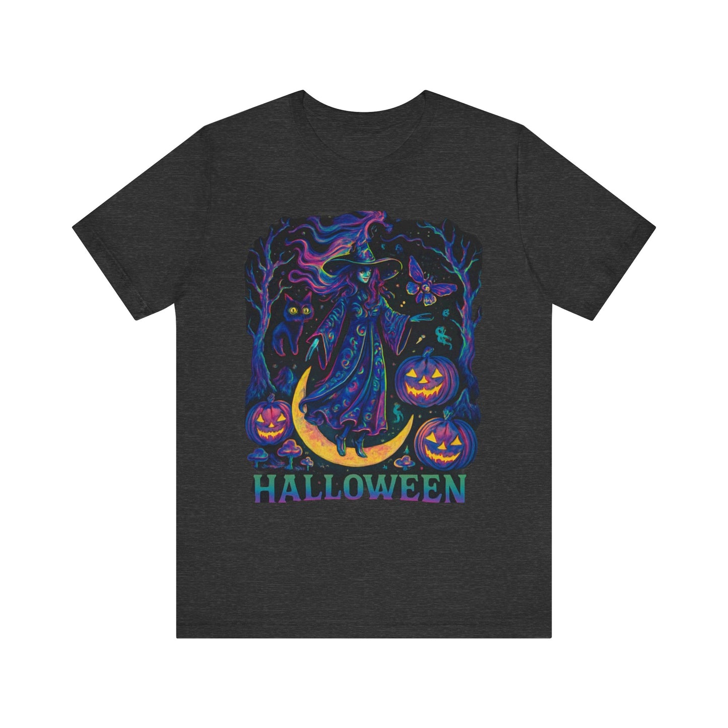 Halloween Witch Graphic Tee, Spooky T-Shirt, Unisex Short Sleeve Shirt, Halloween Costume, Pumpkin Shirt, Fall Festival Apparel