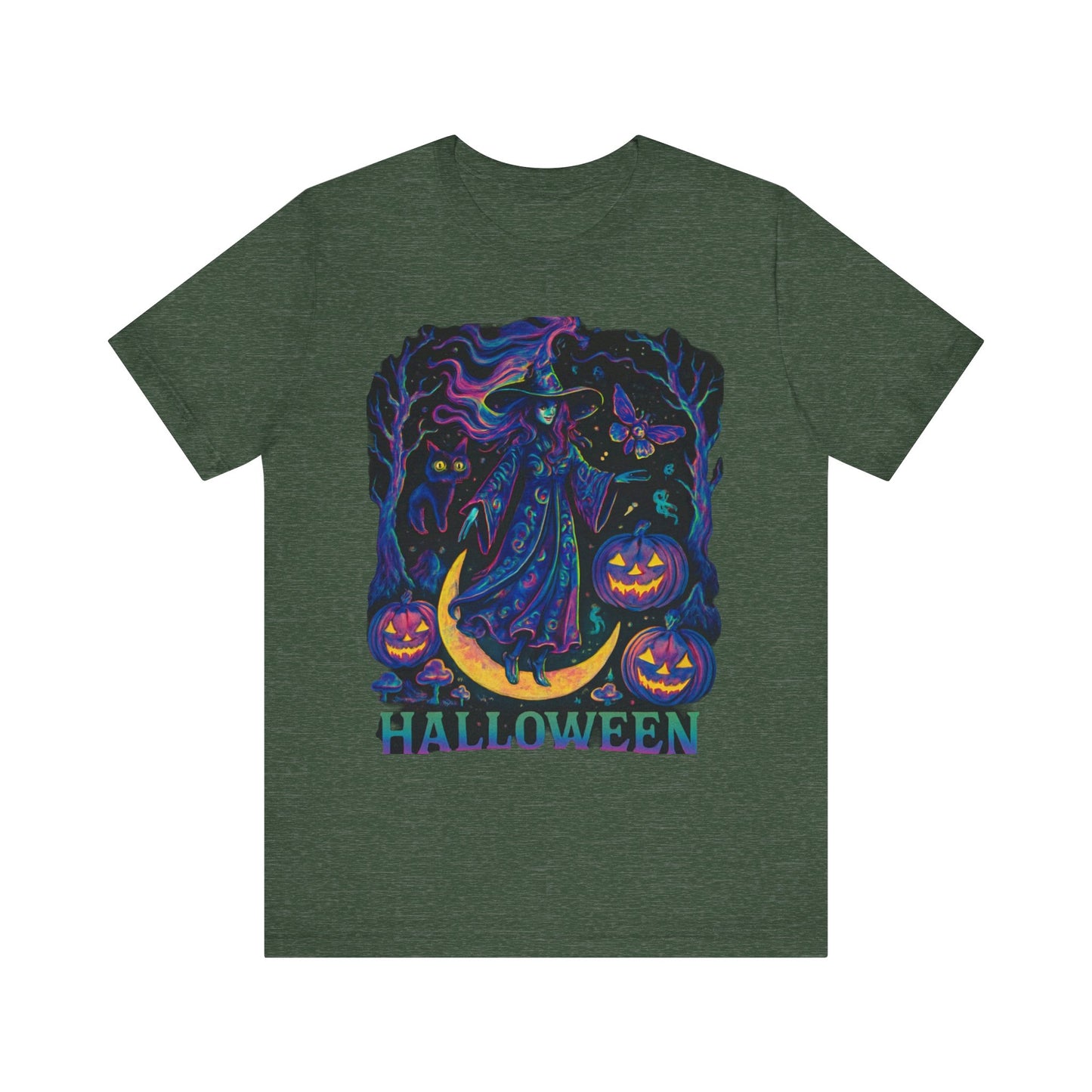 Halloween Witch Graphic Tee, Spooky T-Shirt, Unisex Short Sleeve Shirt, Halloween Costume, Pumpkin Shirt, Fall Festival Apparel
