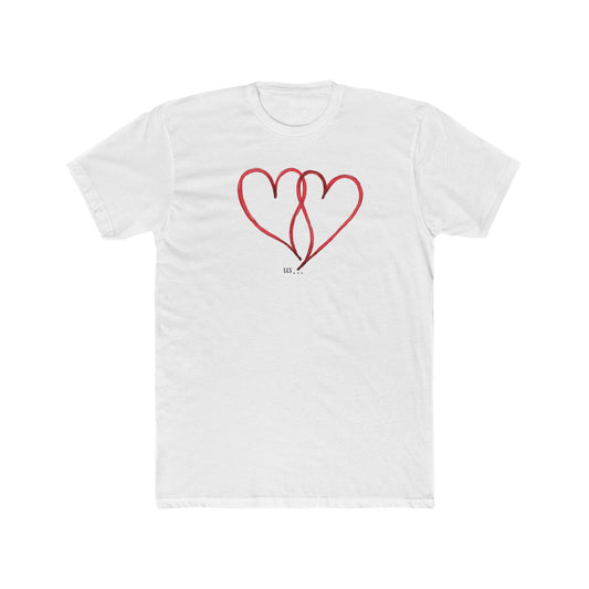 Heart Line Art T‑Shirt — Minimal Red Double Heart Tee