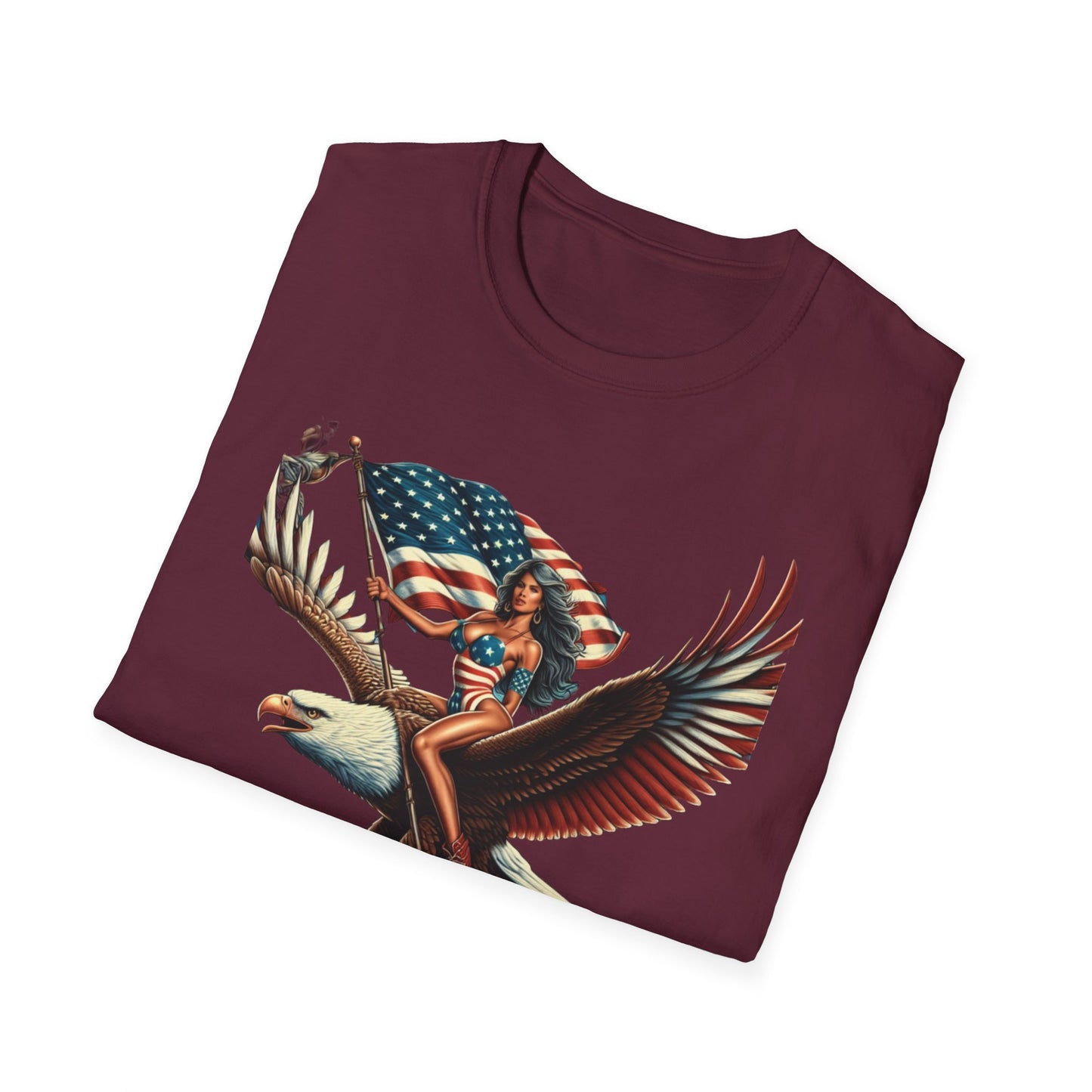 Patriot Riding Eagle, Graphic Tee - Unisex T-Shirt, Eagle Design, 4th of July Shirt, Independence Day Apparel, Festival Wear, Gift for Patriots - Psychonaut Swag