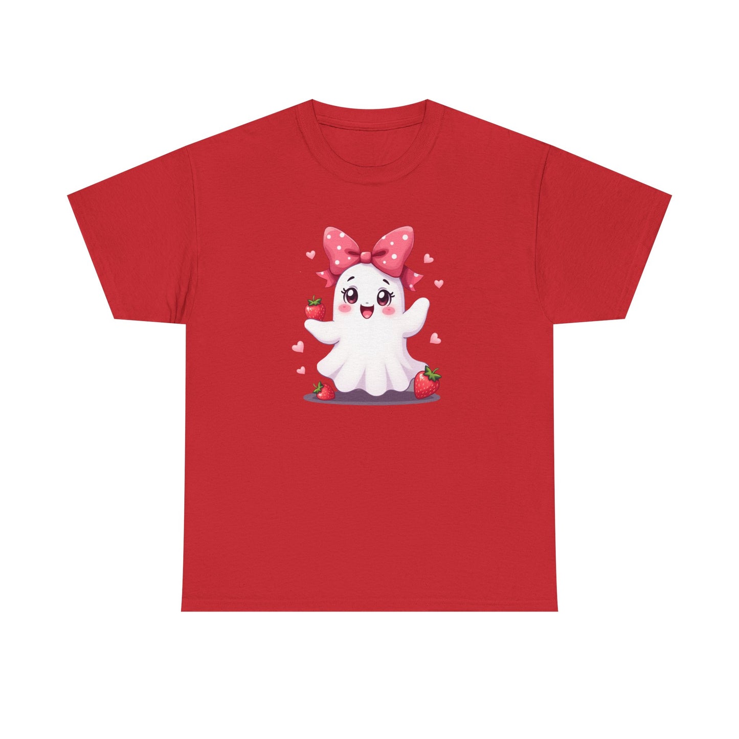 Cute Ghost Strawberry Unisex Tee, Perfect for Halloween, Gift, Casual Wear, Festival Shirt, Summer Vibes, Kawaii Apparel