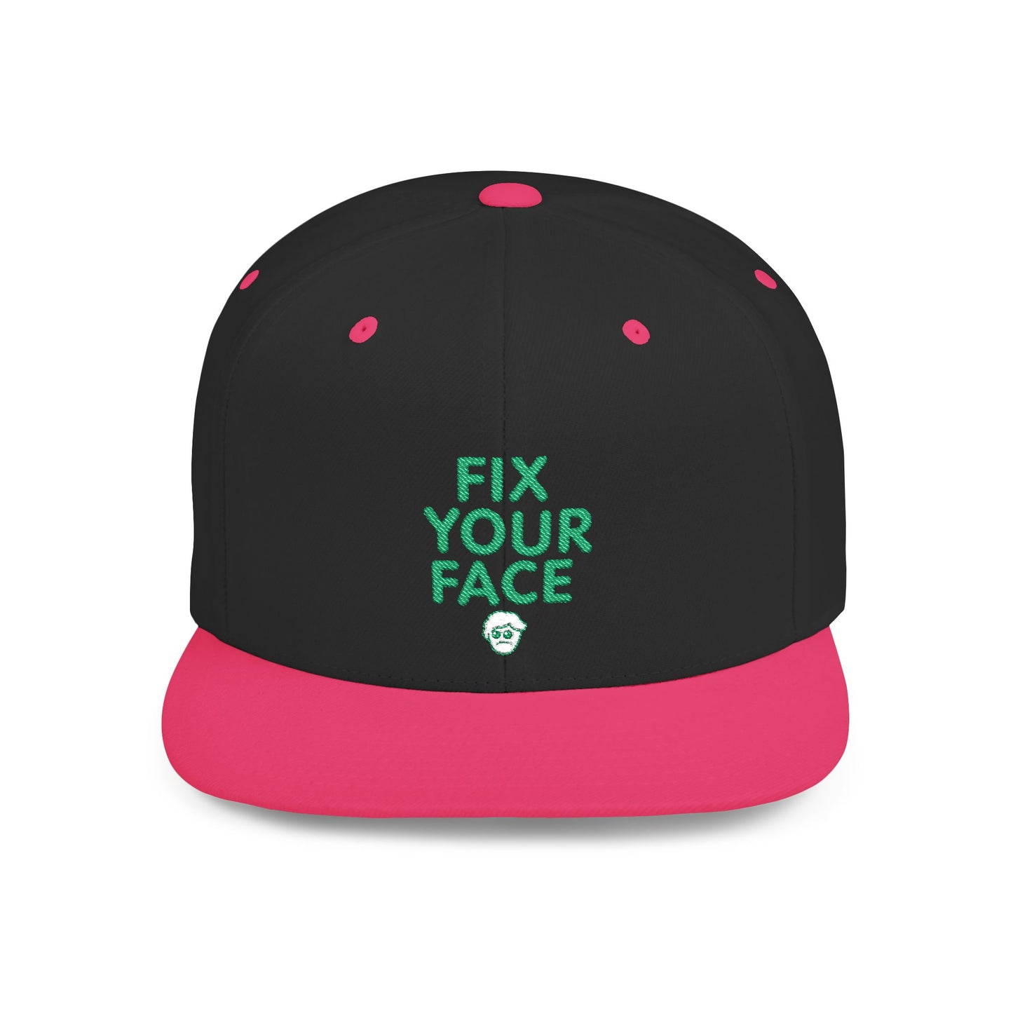 Fix Your Face-Leah, Flat Bill Snapback Cap, Trendy Snapback Hat, Funny Quote Hat, Casual Streetwear Cap, Unique Gift for Friends
