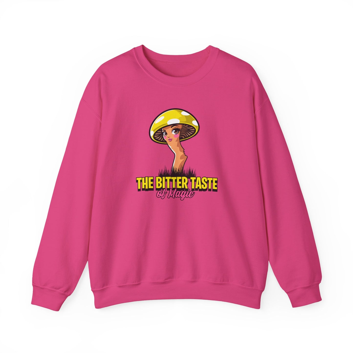 The Bitter Taste of Magic, Mushroom, Unisex Heavy Blend™ Crewneck Sweatshirt - Psychonaut Swag
