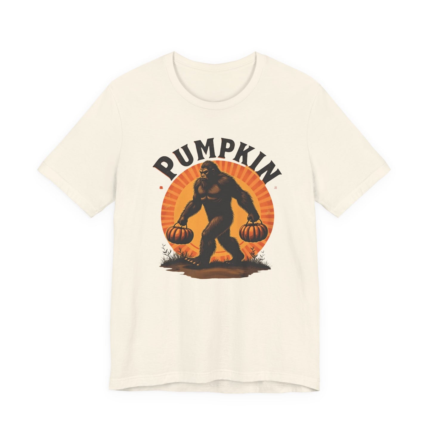 Pumpkin Bigfoot T-Shirt – Unisex Harvest Tee for Fall, Halloween, Autumn Celebrations, Gift for Nature Lovers, Casual Wear