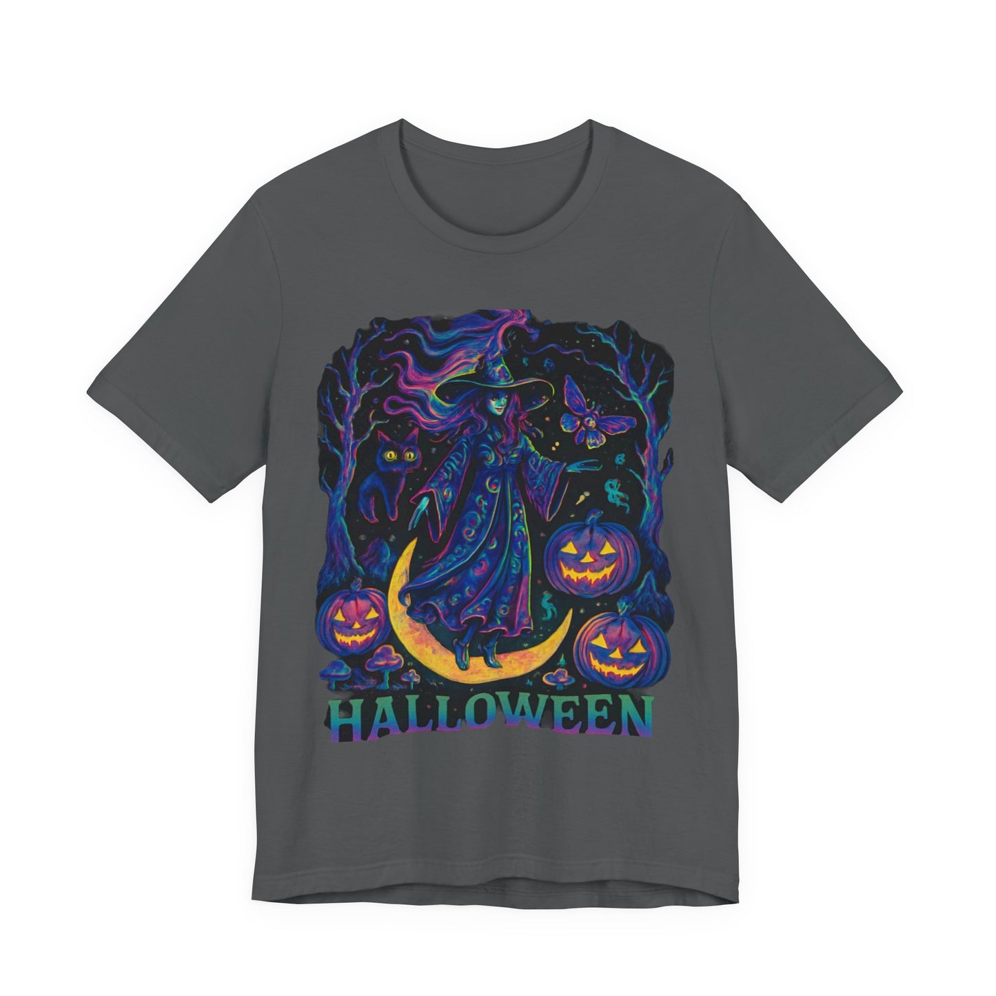 Halloween Witch Graphic Tee, Spooky T-Shirt, Unisex Short Sleeve Shirt, Halloween Costume, Pumpkin Shirt, Fall Festival Apparel