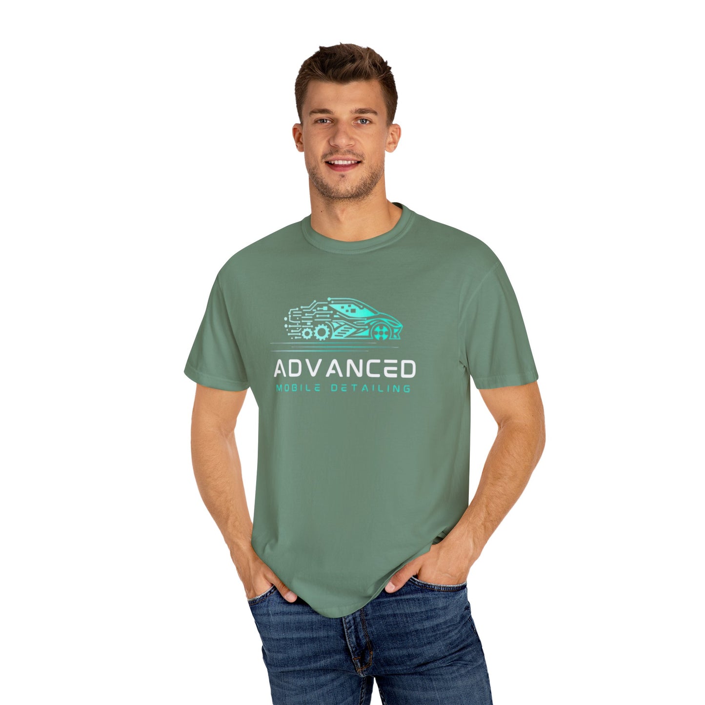 Advanced Mobile, Garment Dyed, T-Shirt, Unisex Graphic Tee, Casual Streetwear, Perfect Gift for Car Lovers, Vintage Style Merch, Everyday Wear
