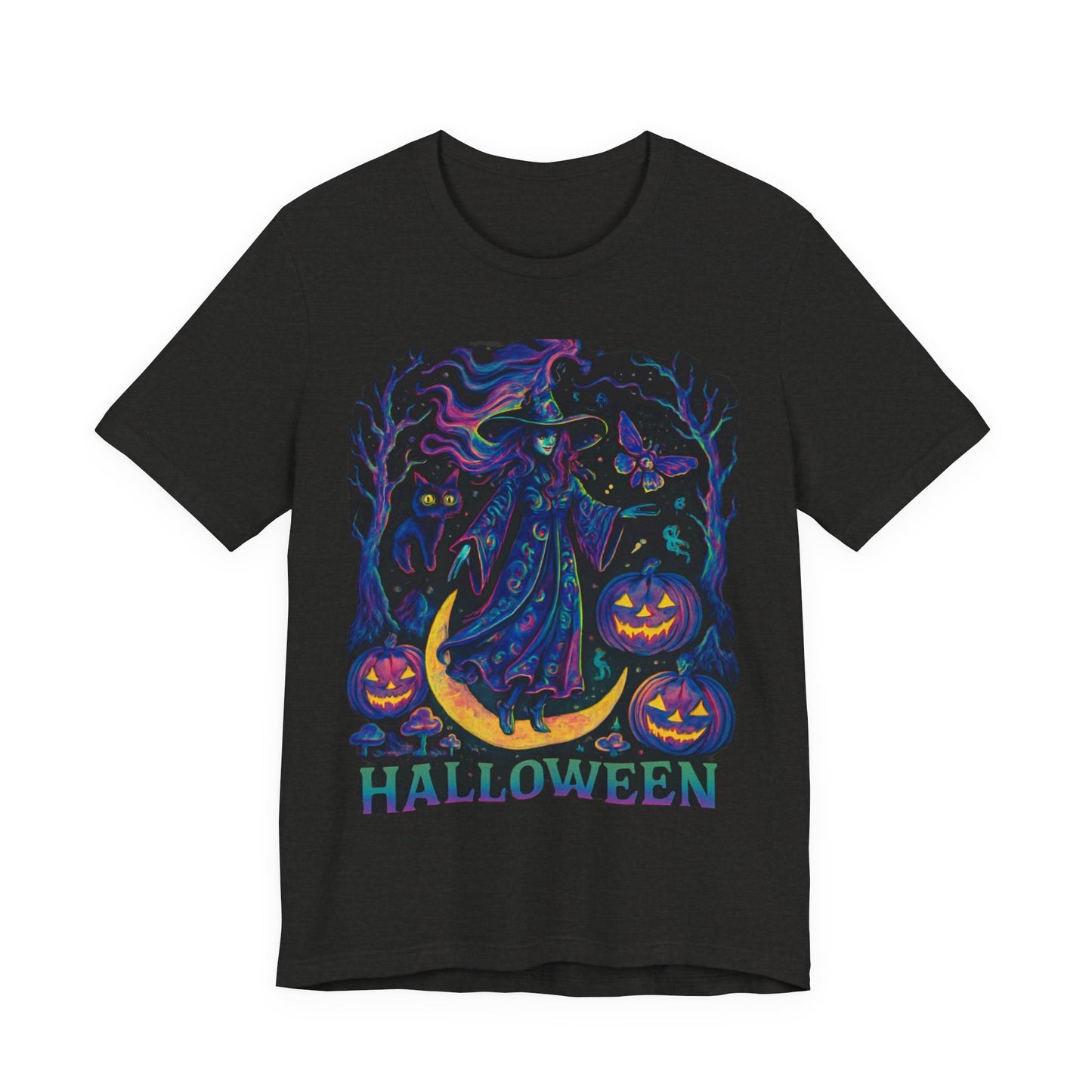 Halloween Witch Graphic Tee, Spooky T-Shirt, Unisex Short Sleeve Shirt, Halloween Costume, Pumpkin Shirt, Fall Festival Apparel