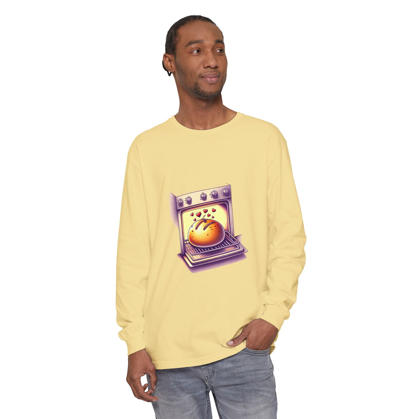 Bun in oven, Unisex Garment-dyed Long Sleeve T-Shirt - Psychonaut Swag