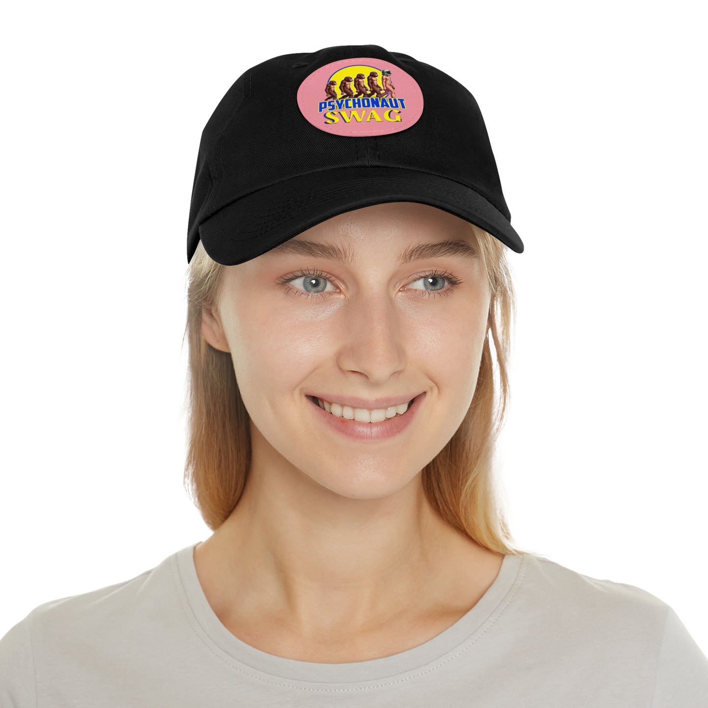 Psychonaut Swag Dad Hat with Leather Patch, Casual Cap for Outdoor Adventures, Fun Gift for Dads, Unique Street Style Hat - Psychonaut Swag