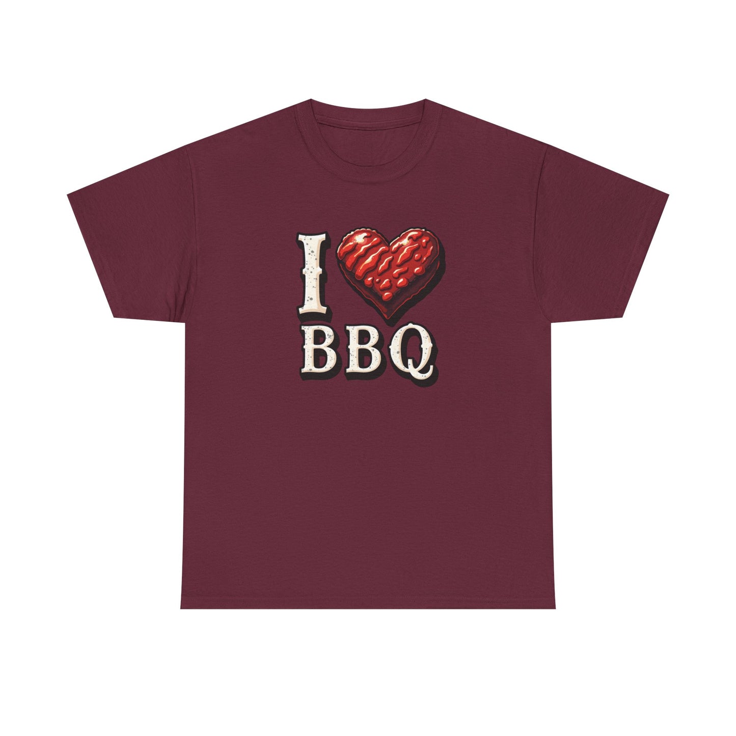 I Love BBQ Unisex Heavy Cotton Tee - Perfect for BBQ Lovers, Summer Cookouts, Grilling Events, Foodie Gift, Casual Wear - Psychonaut Swag