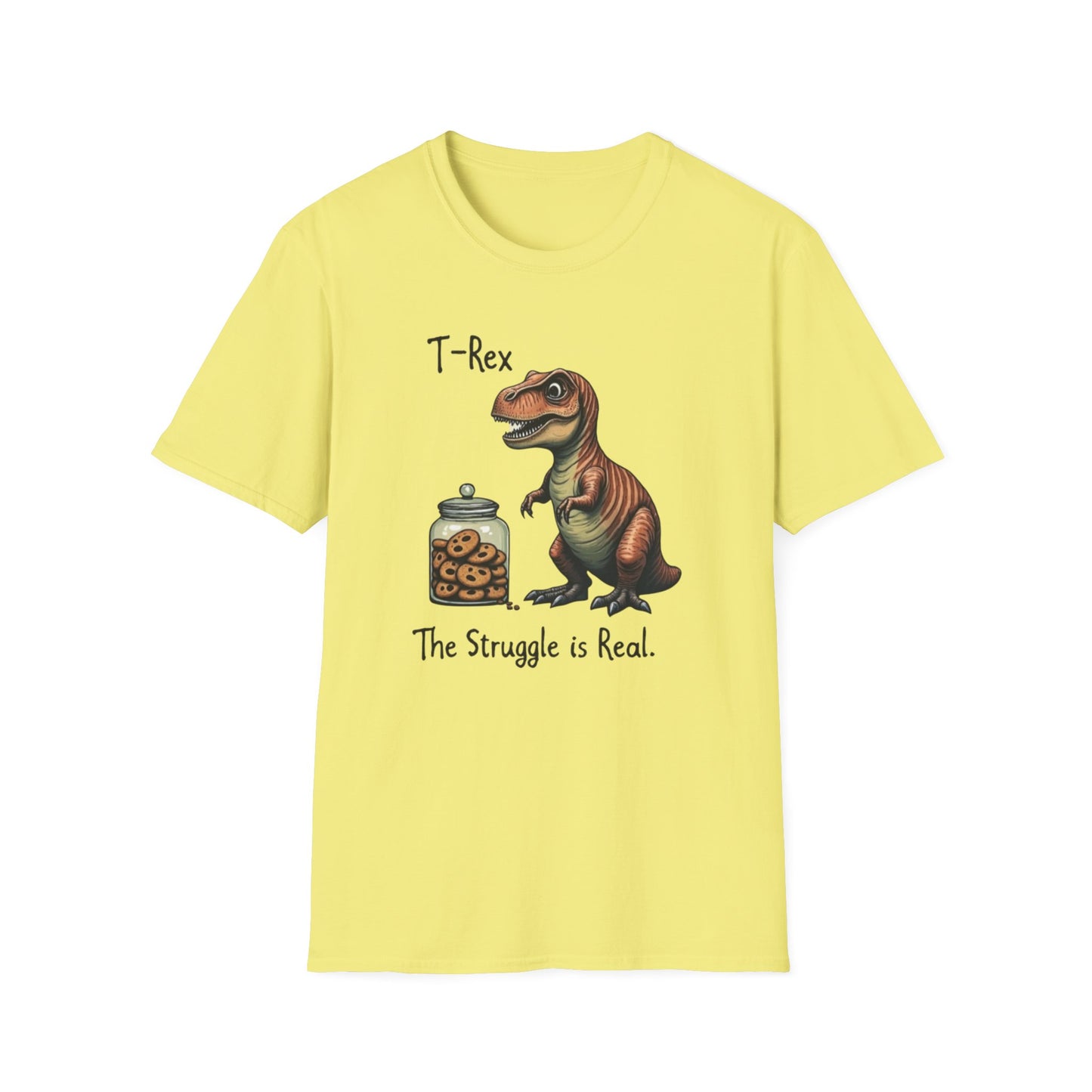 Funny T-Rex, The Struggle is real, T-Shirt, Dinosaur Gift, Unisex Apparel, Quirky Graphic Tee, Perfect for Birthdays and Parties - Psychonaut Swag