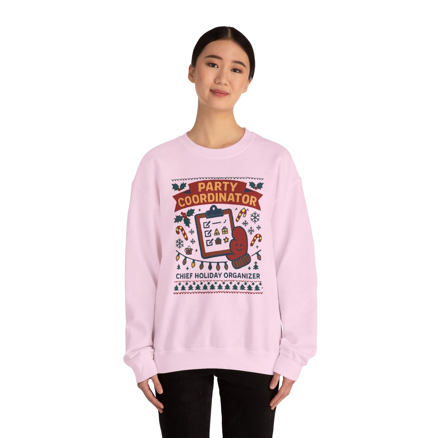 Holiday Party Coordinator Sweatshirt — “Chief Holiday Organizer” Christmas Crewneck