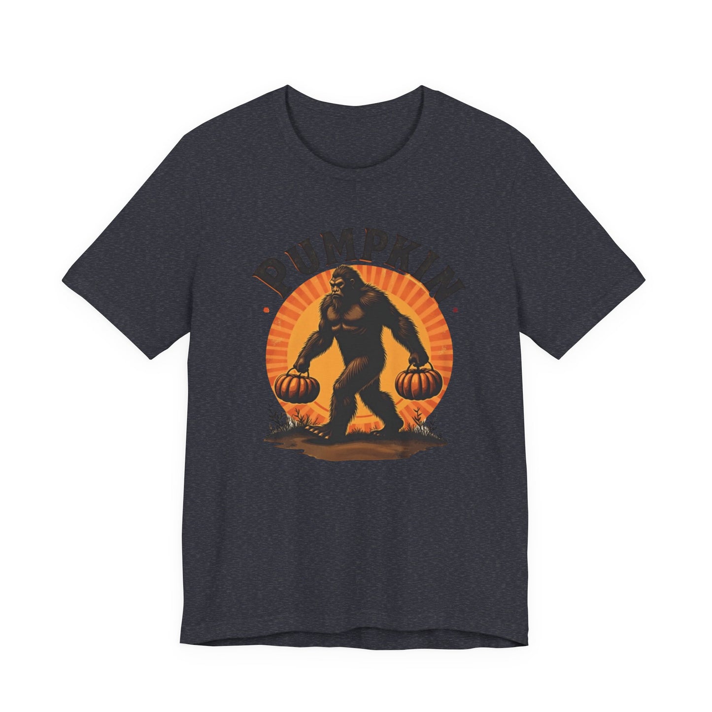 Pumpkin Bigfoot T-Shirt – Unisex Harvest Tee for Fall, Halloween, Autumn Celebrations, Gift for Nature Lovers, Casual Wear