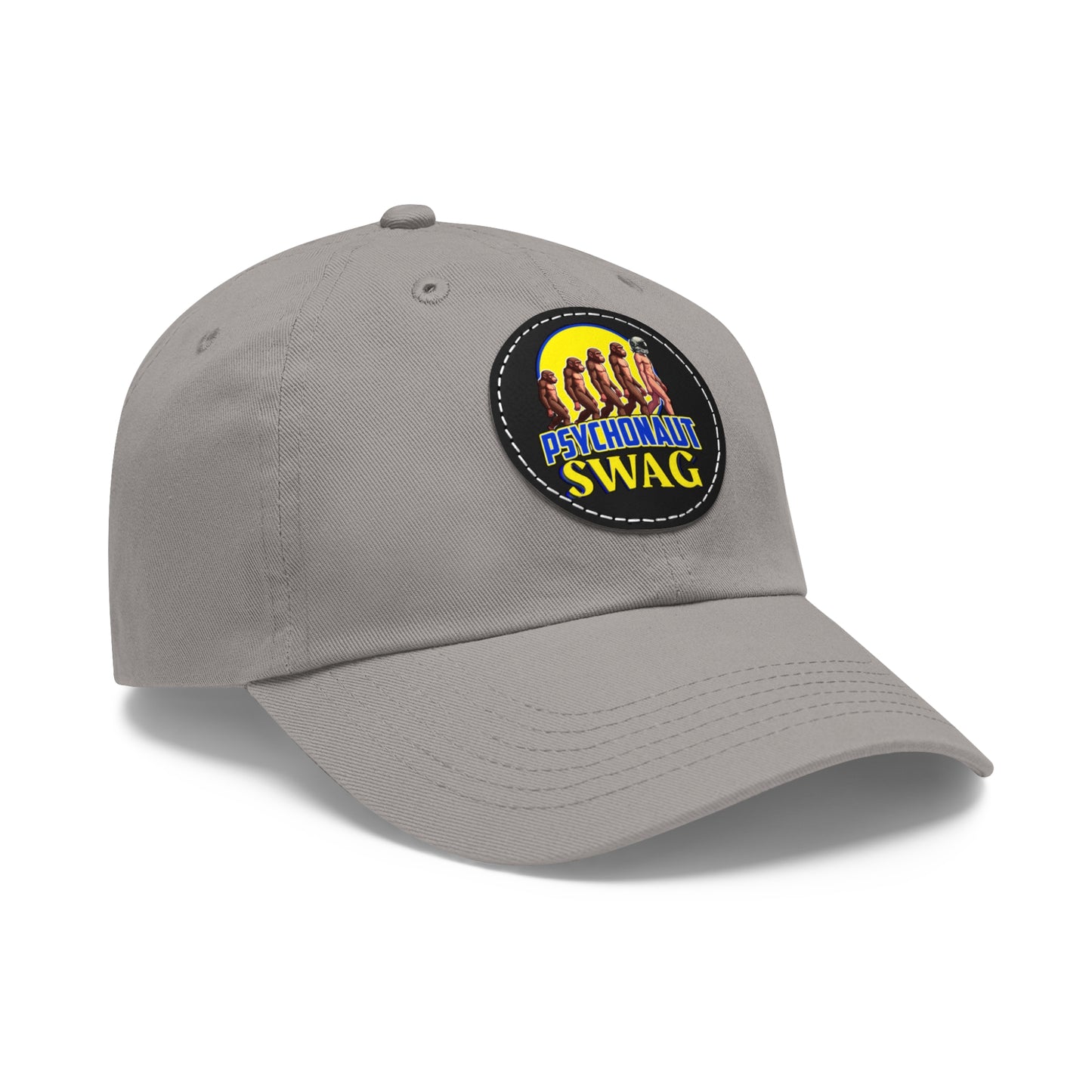 Psychonaut Swag Dad Hat with Leather Patch, Casual Cap for Outdoor Adventures, Fun Gift for Dads, Unique Street Style Hat - Psychonaut Swag