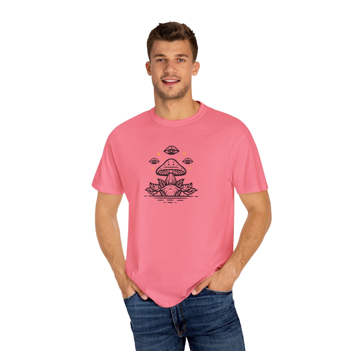Mushroom Gift from Visitors, Unisex Garment-Dyed T-shirt - Psychonaut Swag