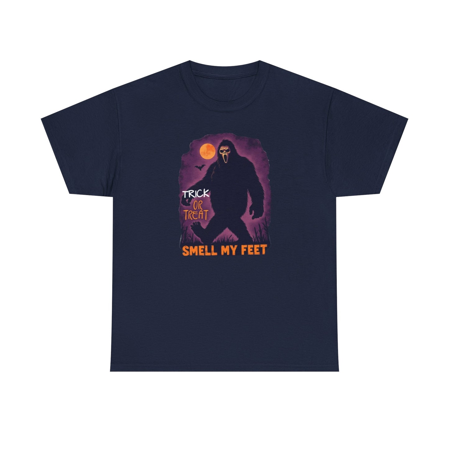 Halloween Bigfoot Tee, Unisex Cotton T-Shirt, Trick or Treat Shirt, Smell My Feet Design, Funny Halloween Apparel