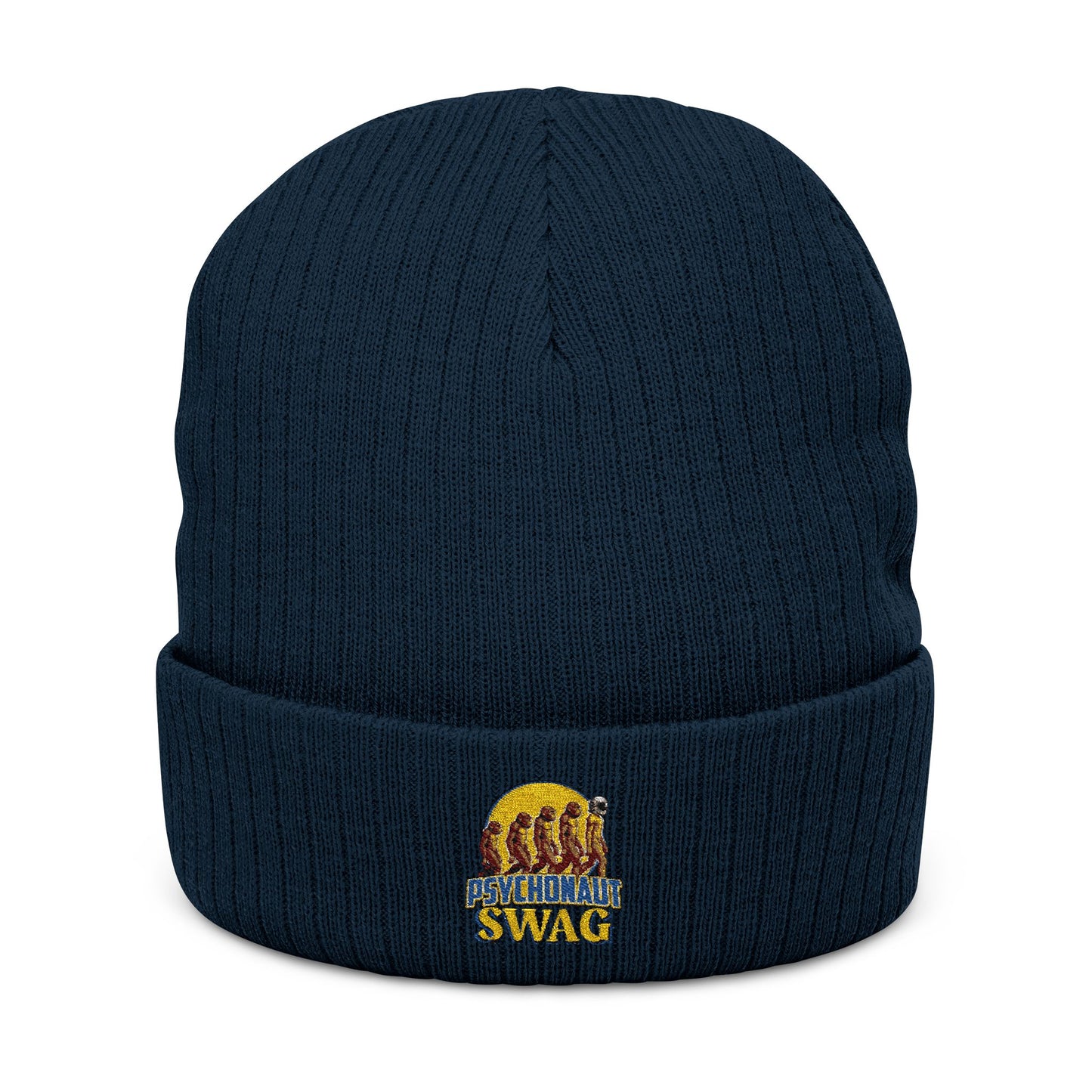 Psychonaut swag, small biz, Ribbed Knit Beanie - Cozy Embroidered Headwear for All Seasons, Winter Fashion, Gift Idea, Casual Style, Outdoor Fun
