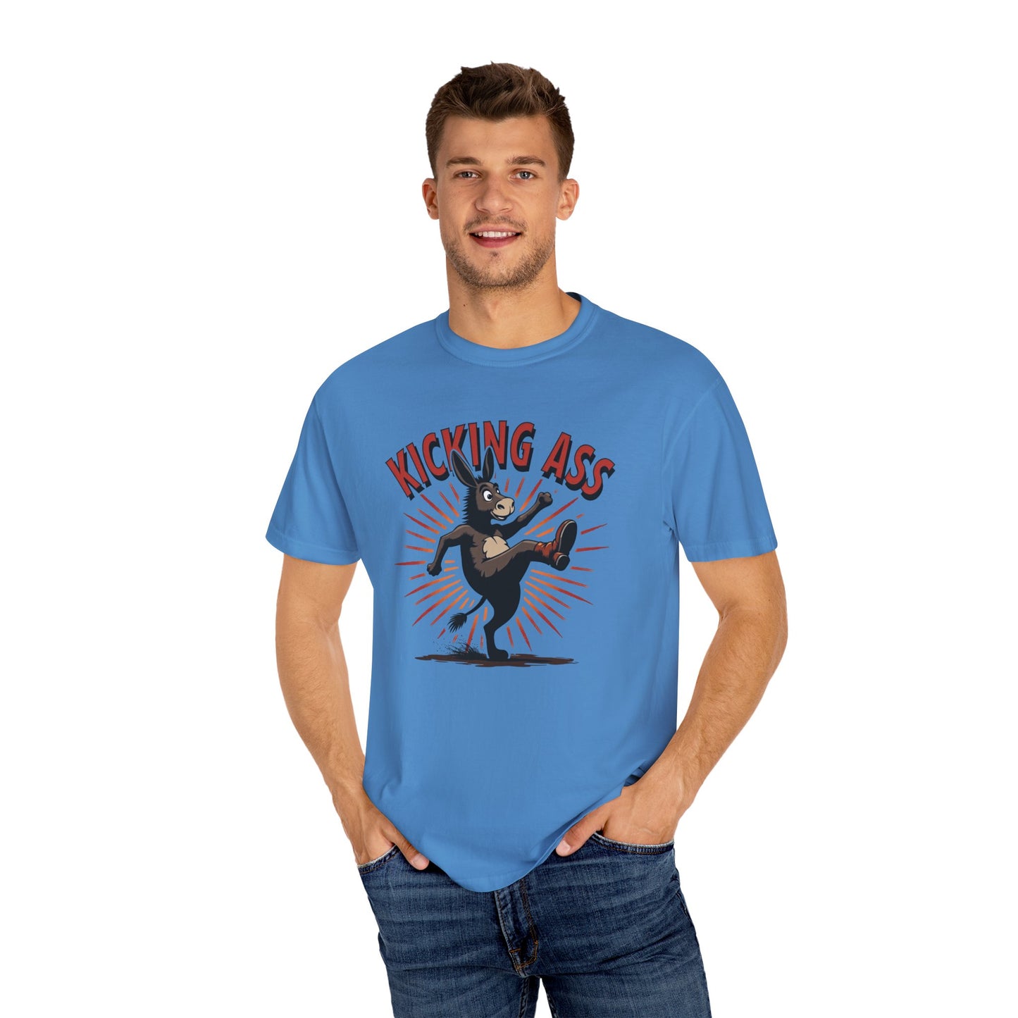 Kicking Donkey, Unisex T-Shirt | Funny Graphic Tee, Casual Wear, Humor Gift, Birthday Surprise, Motivational Apparel - Psychonaut Swag