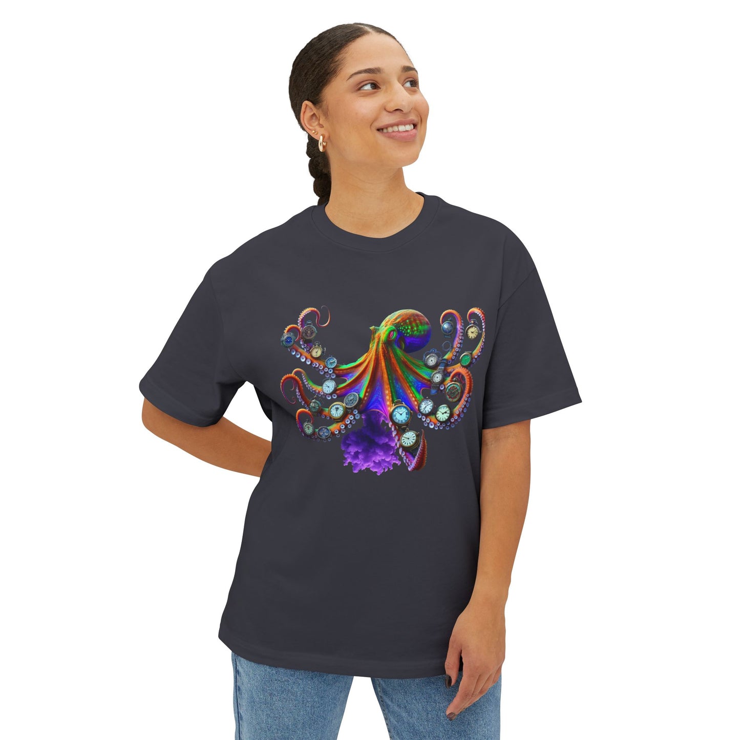 Timekeeper Octupus, Unisex Oversized Boxy Tee