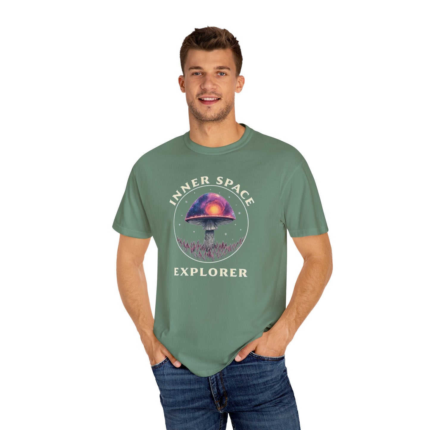 Inner Space Explorer T-Shirt, Unisex Graphic Tee, Cosmic Mushroom Apparel, Gift for Nature Lovers, Casual Wear for Adventurers - Psychonaut Swag