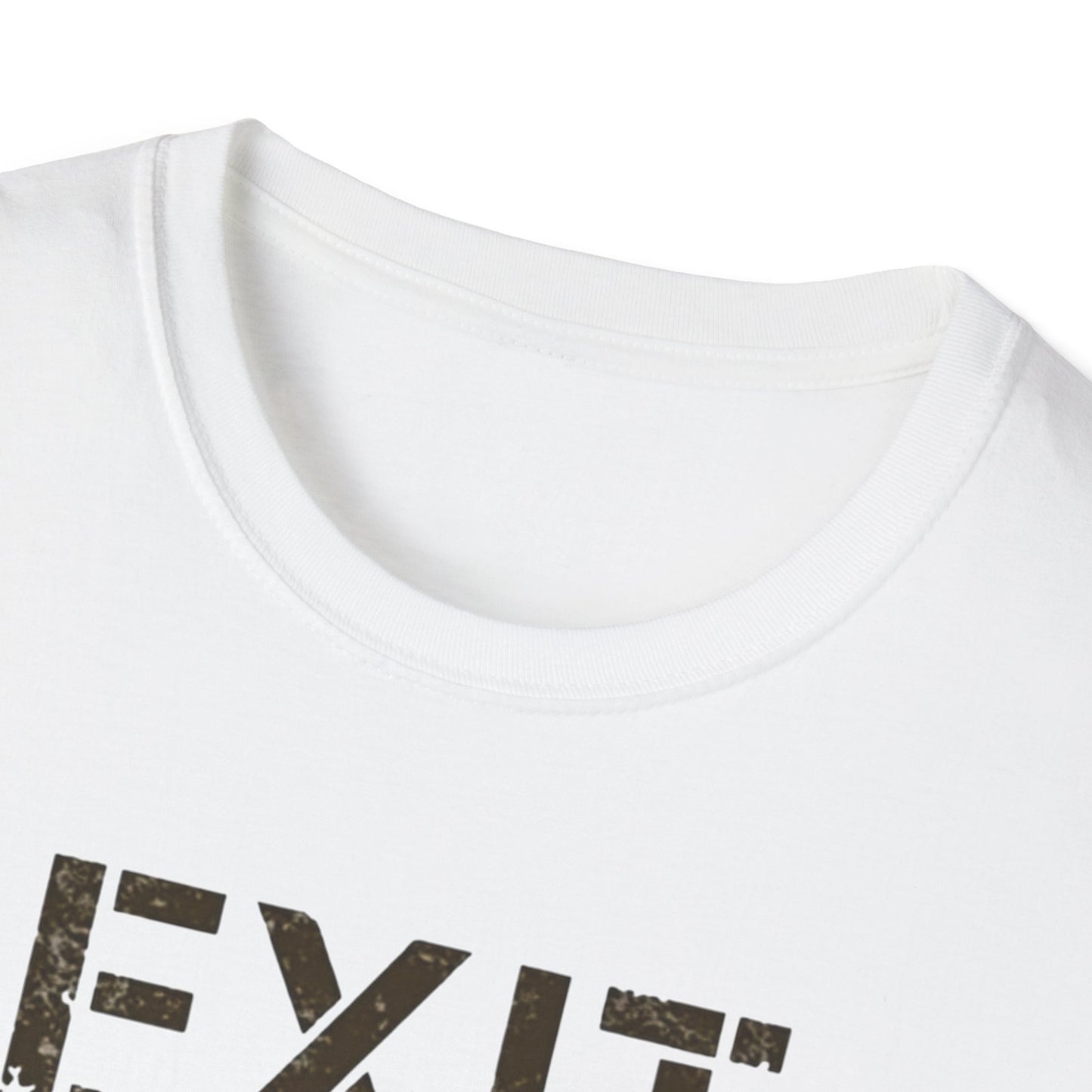 Exit Strategy Unisex Softstyle T-Shirt, Casual Wear, Fun Graphic Tee, Gift for Friends, Statement Shirt, Everyday Comfort - Psychonaut Swag