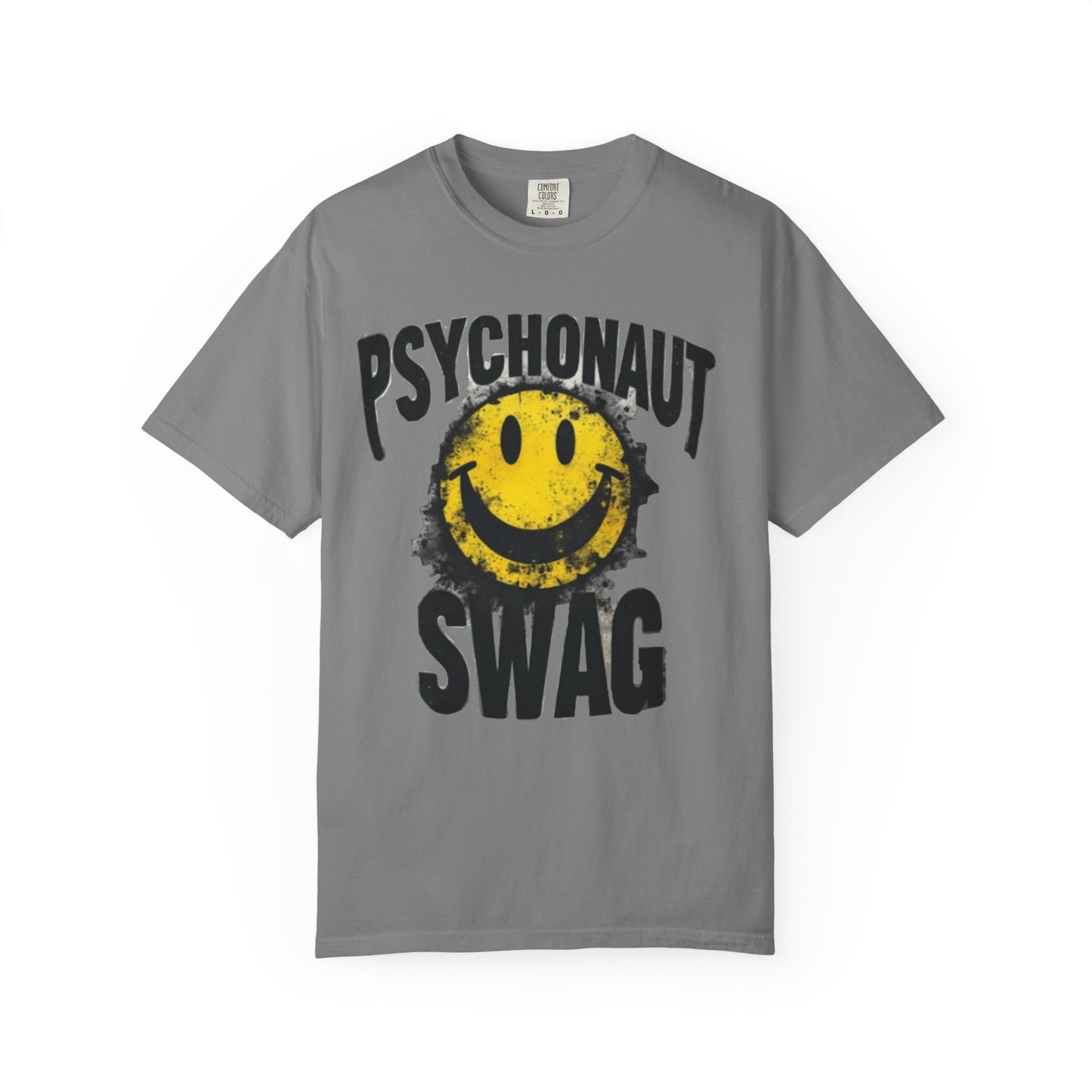 Psychonaut Swag Yellow Smiley Face, Trendy Graphic Tee for Festival Lovers, Casual Wear, Gifts, Street Style