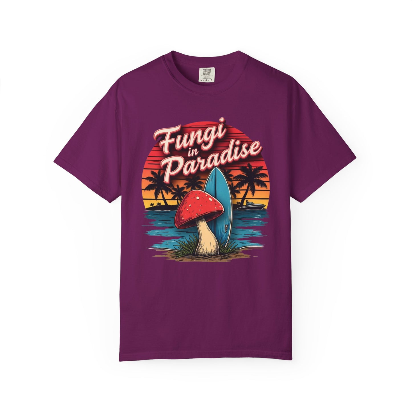 Fungi in Paradise Design, Relaxed Tee, Vintage Style Shirt, Gift for Nature Lovers, Eco-Friendly Apparel - Psychonaut Swag